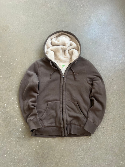 Vintage Brown Timberland Fleece Hoodie - M