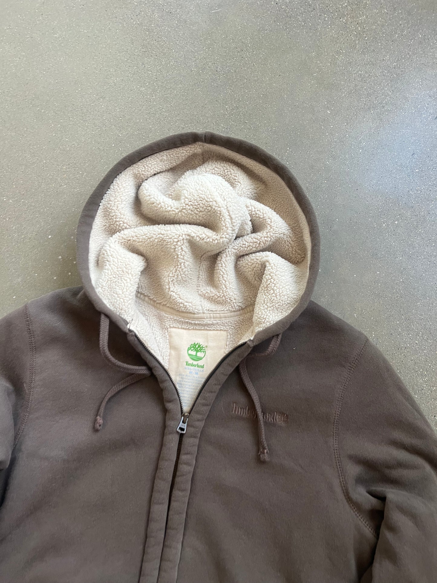 Vintage Brown Timberland Fleece Hoodie - M