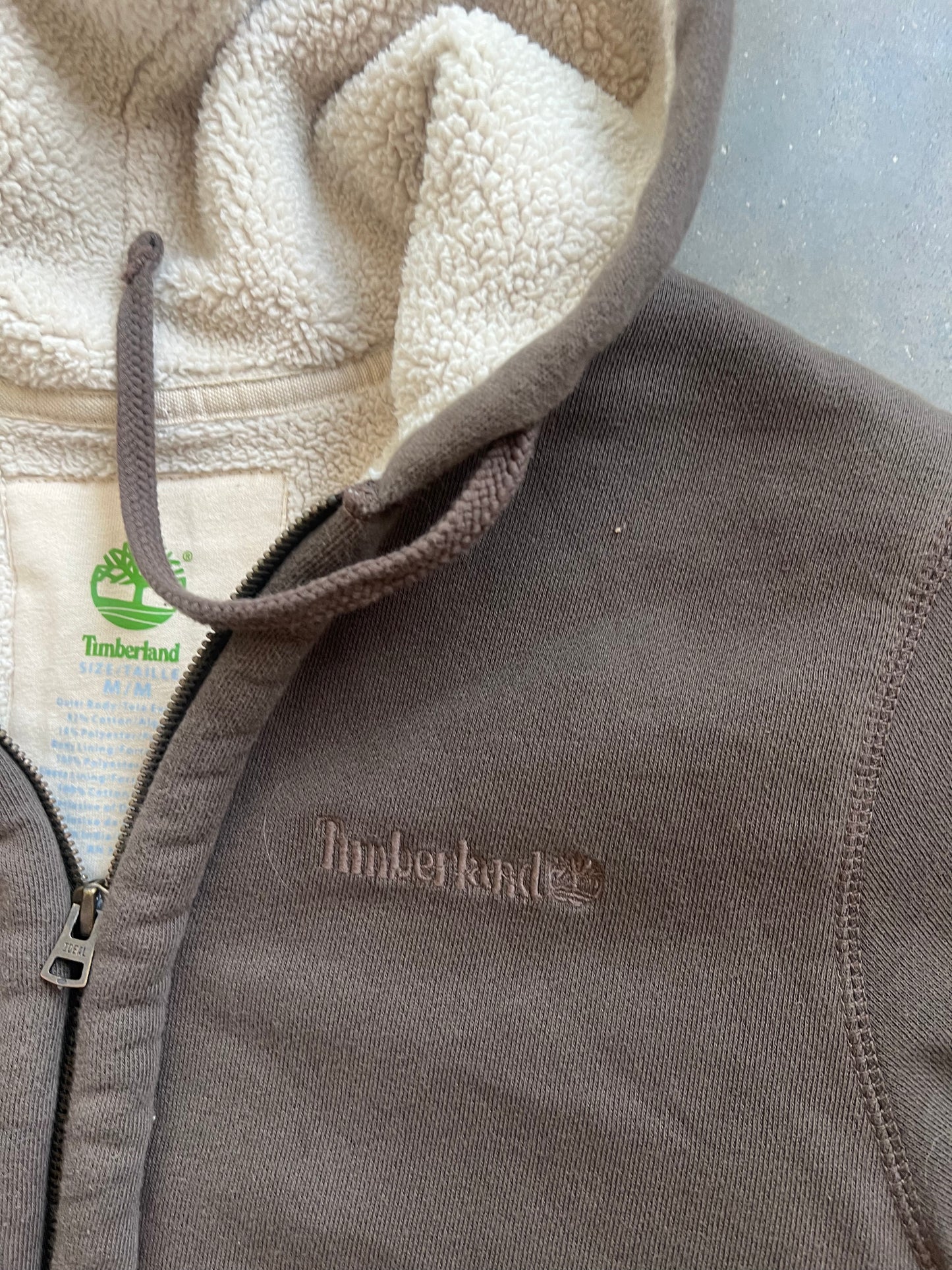 Vintage Brown Timberland Fleece Hoodie - M