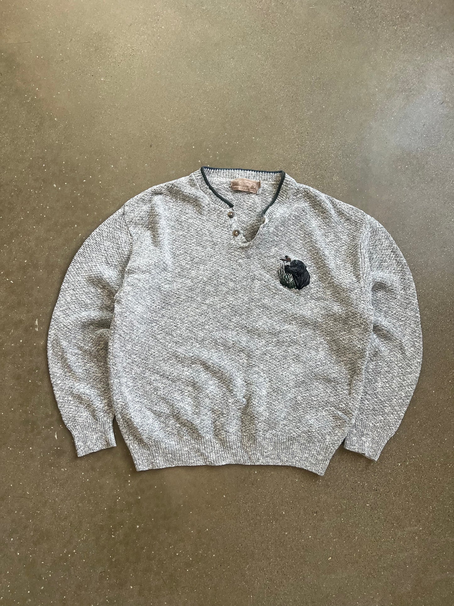 Vintage Grey Black Lab Sweater - L