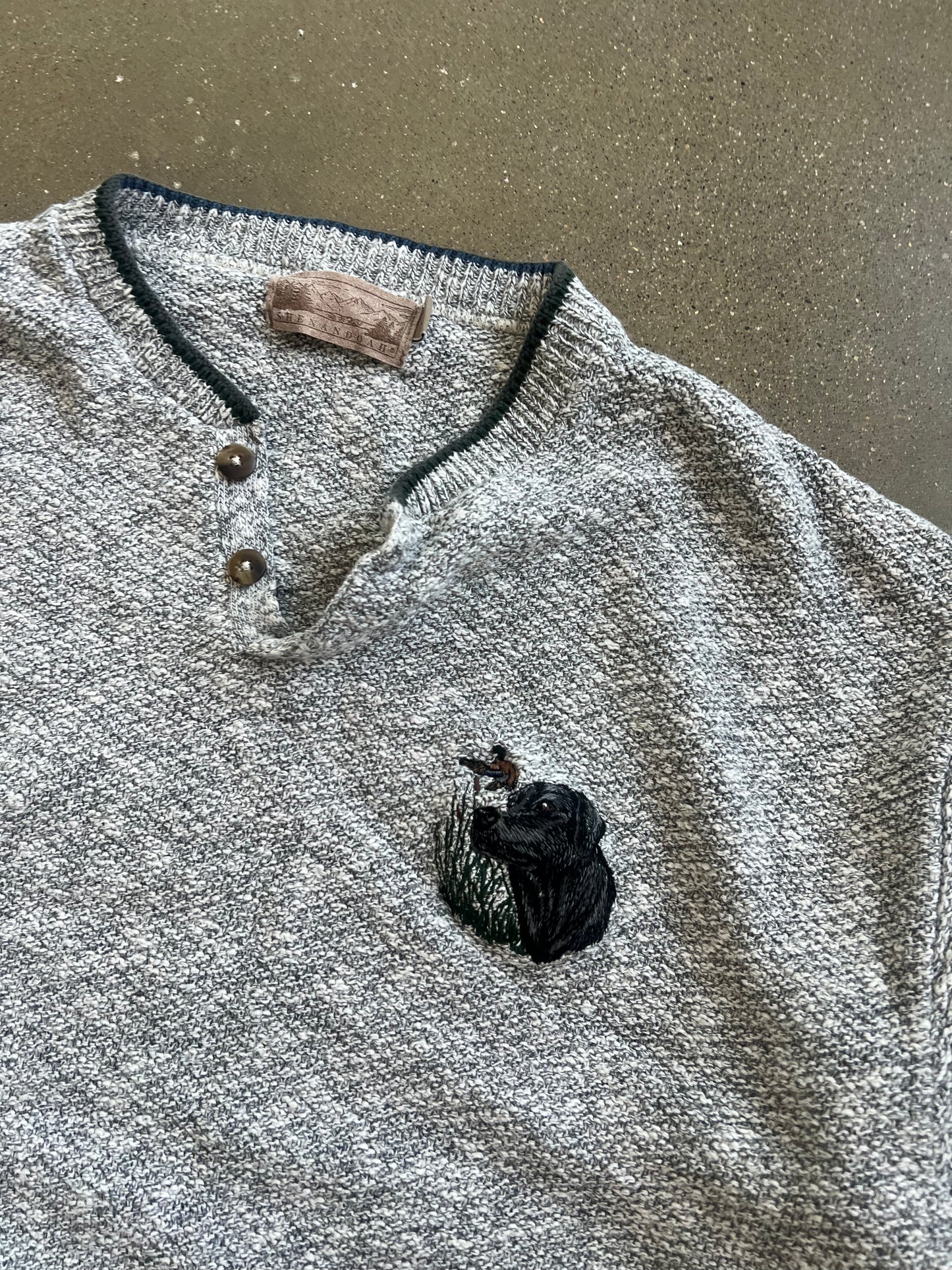 Vintage Grey Black Lab Sweater - L