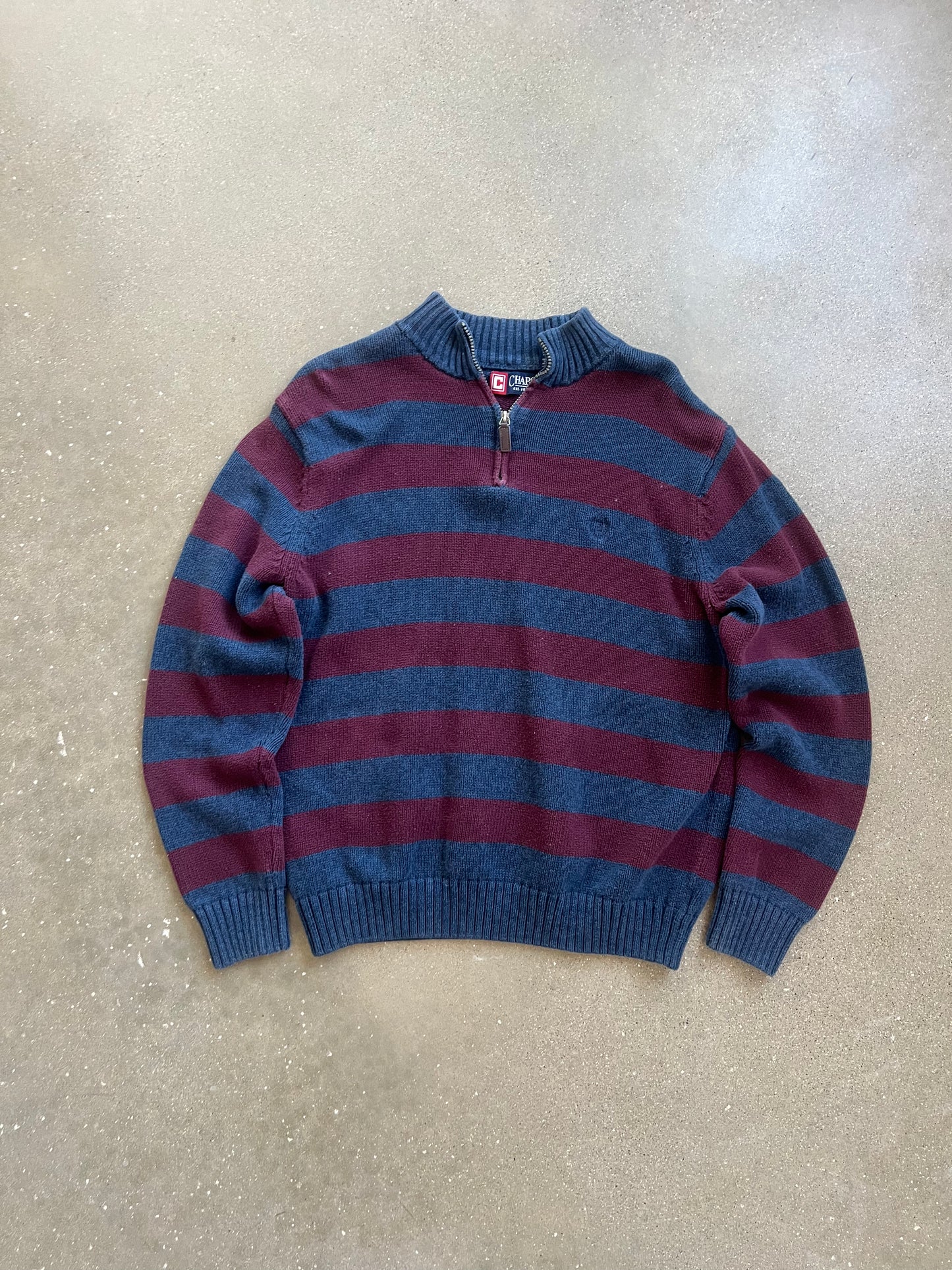 Vintage Burgandy Navy Chaps Quarter Zip - XL