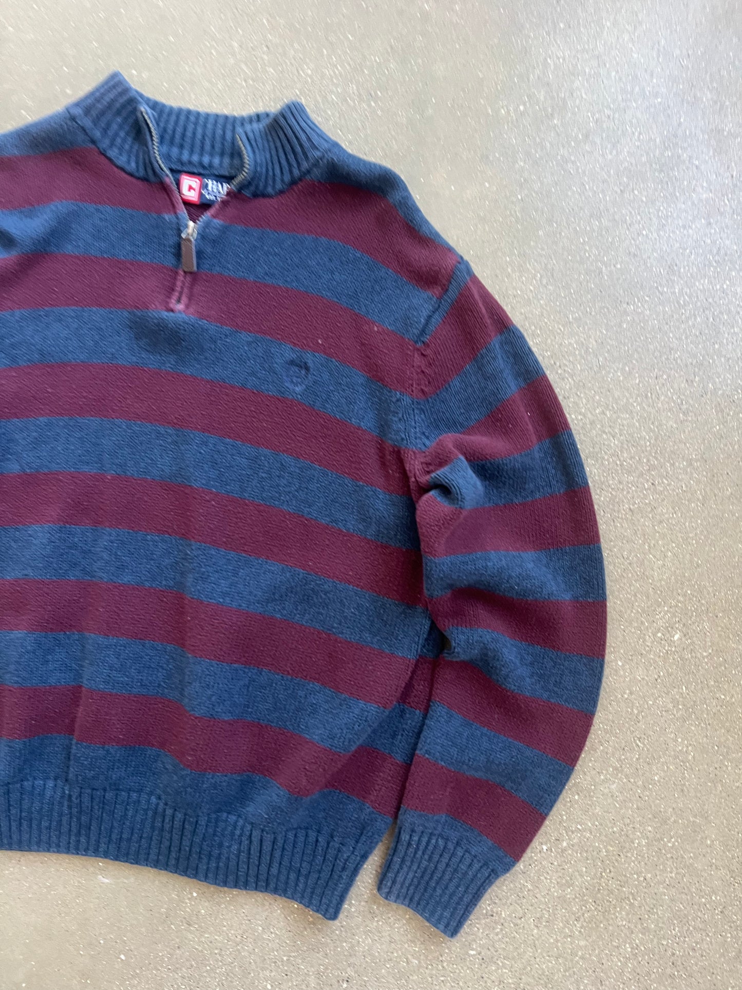 Vintage Burgandy Navy Chaps Quarter Zip - XL