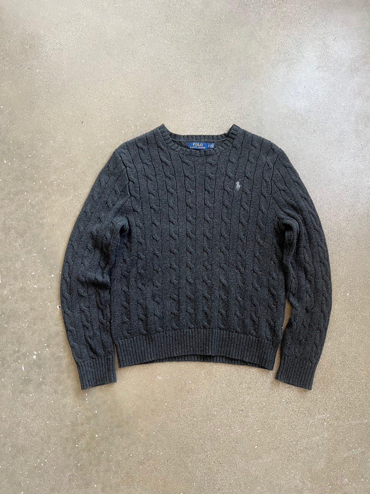Vintage Grey Polo Knit Sweater - S