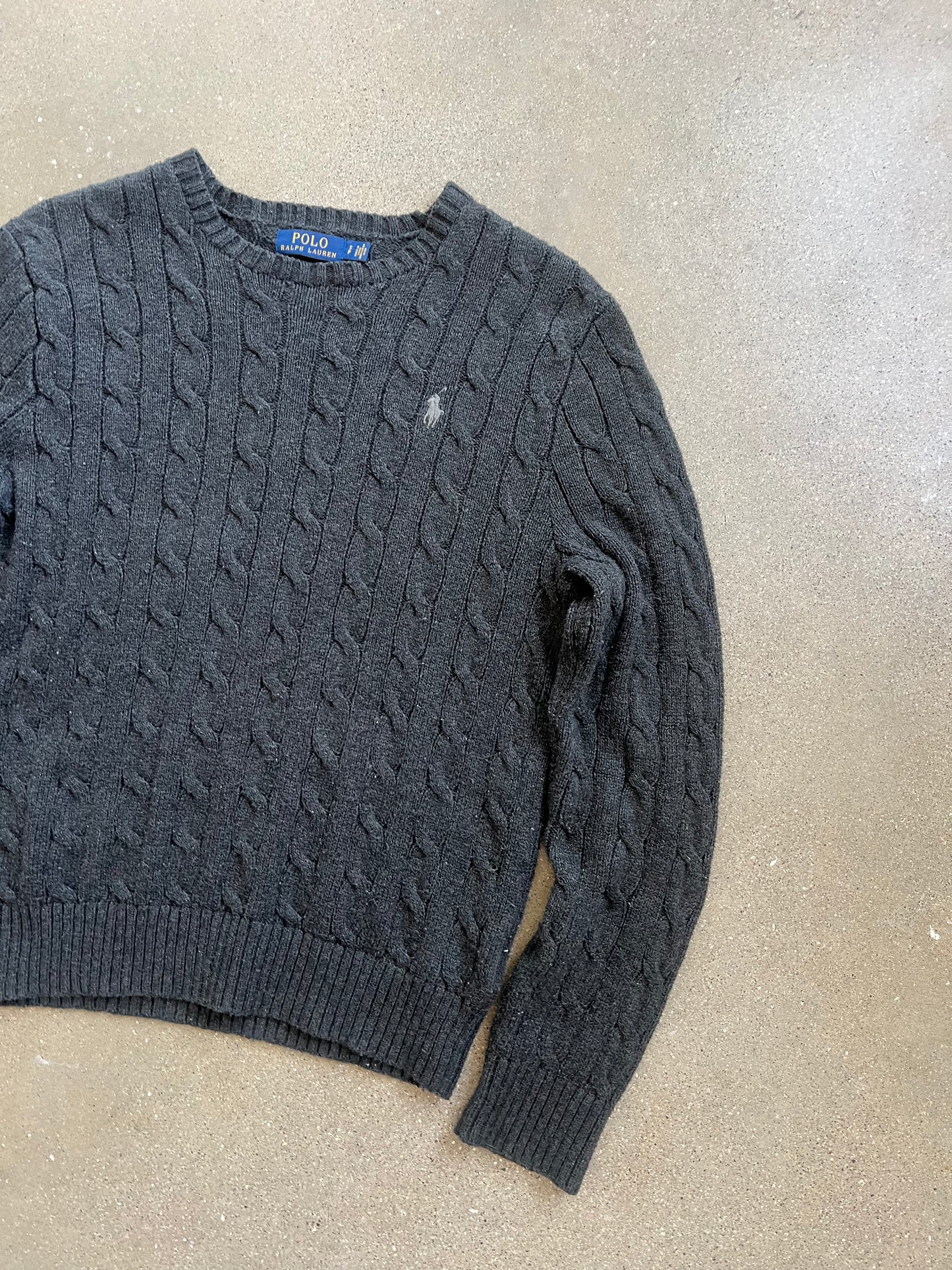 Vintage Grey Polo Knit Sweater - S