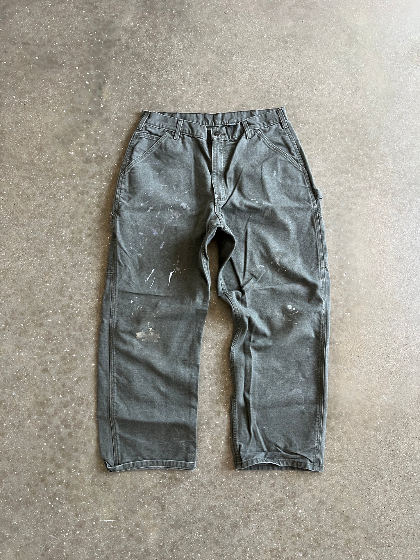 Vintage Green Painted Carhartt Carpenter Pants - 36x30