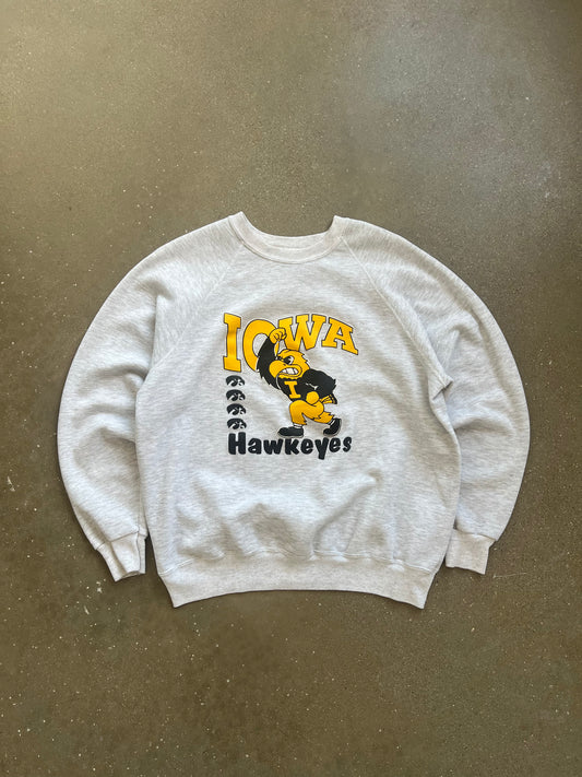 Vintage White Iowa Hawkeyes Crew - L