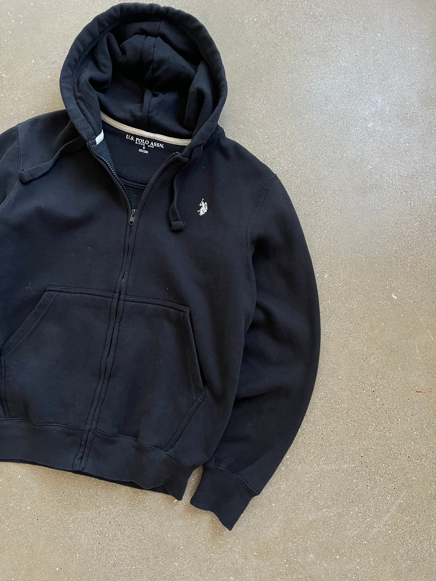 Vintage Black Polo Zip Up Hoodie - S