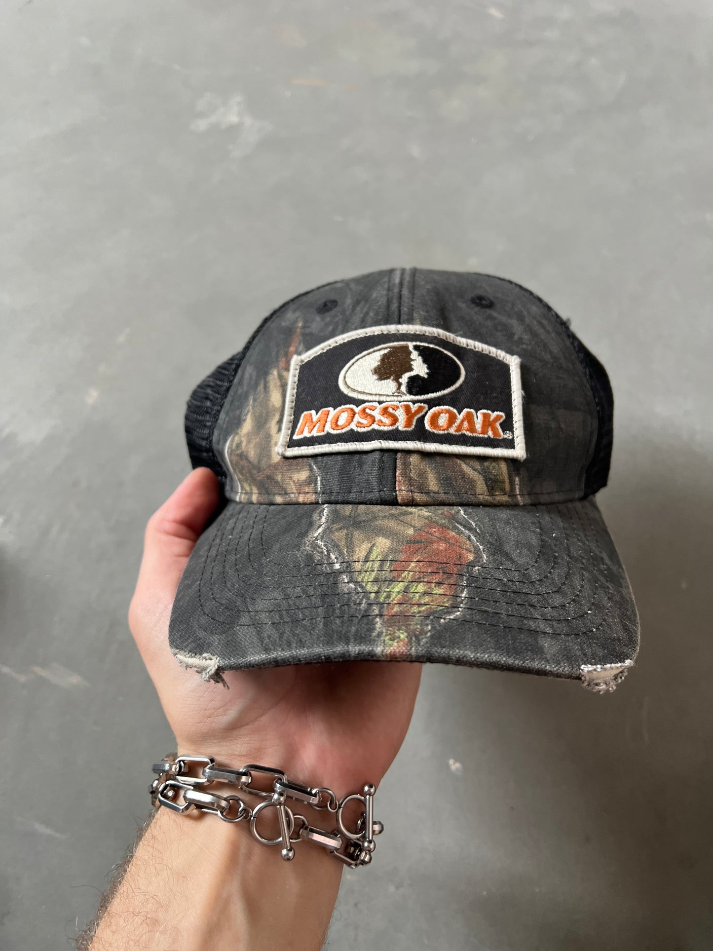 Vintage Black Mossy Oak Camo Hat