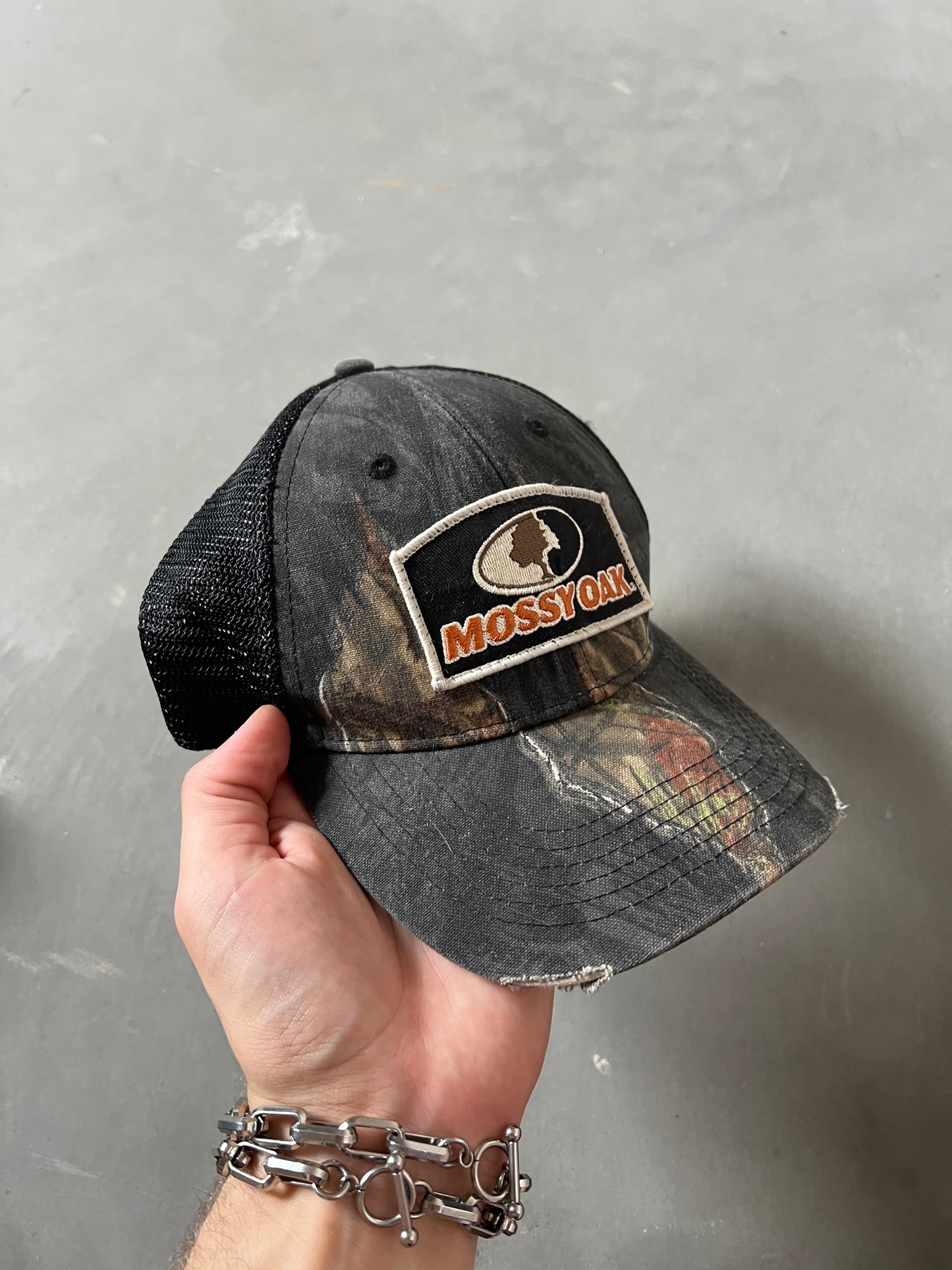 Vintage Black Mossy Oak Camo Hat