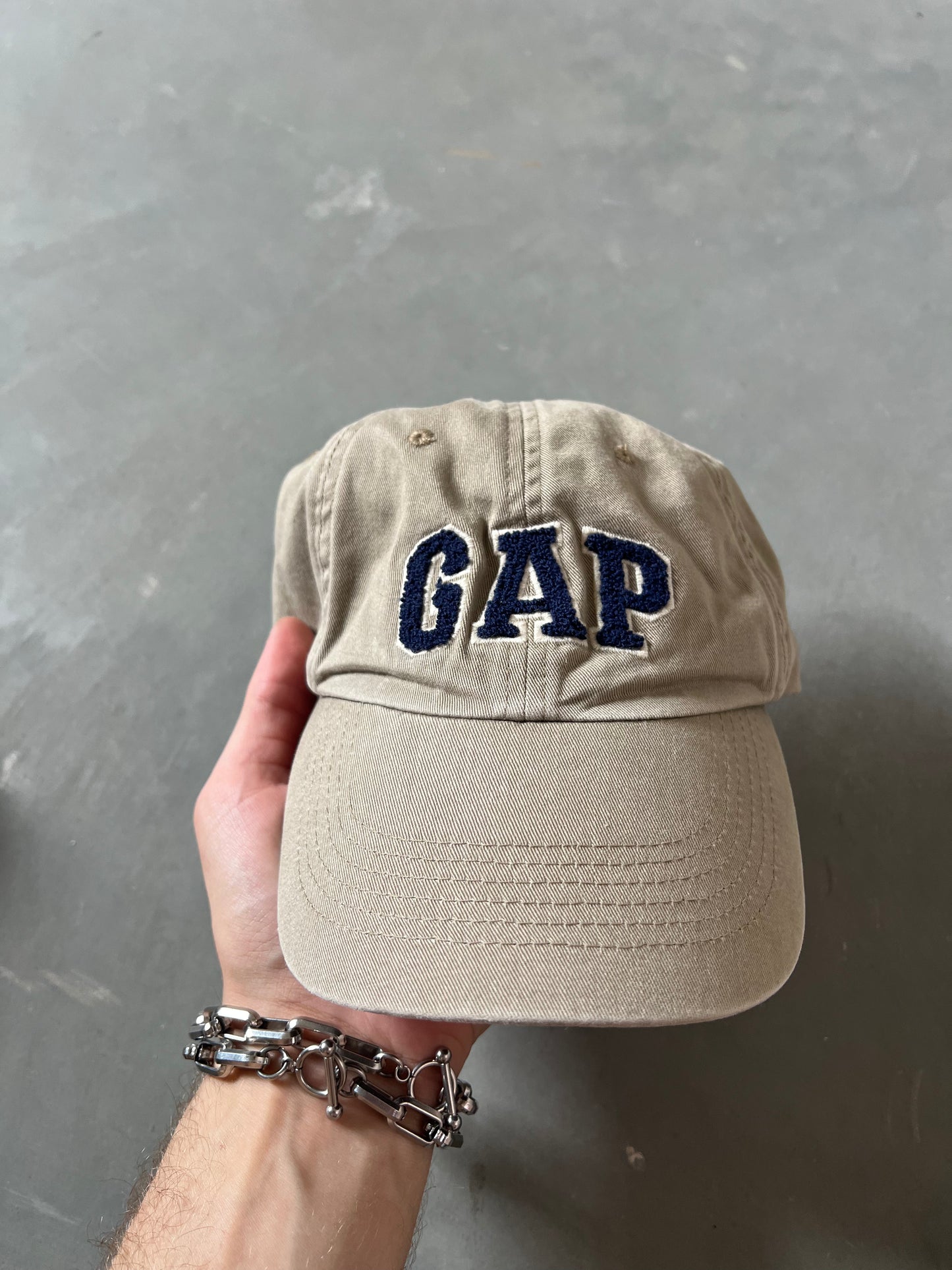 Vintage Tan Gap Spellout Hat