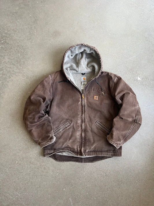 Vintage Dark Brown Sherpa Lined Carhartt Jacket - XL