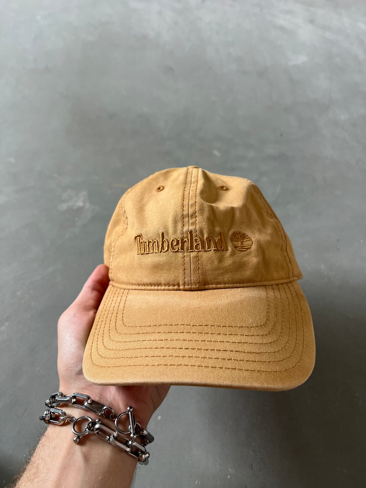 Vintage Tan Timberland Snapback Hat