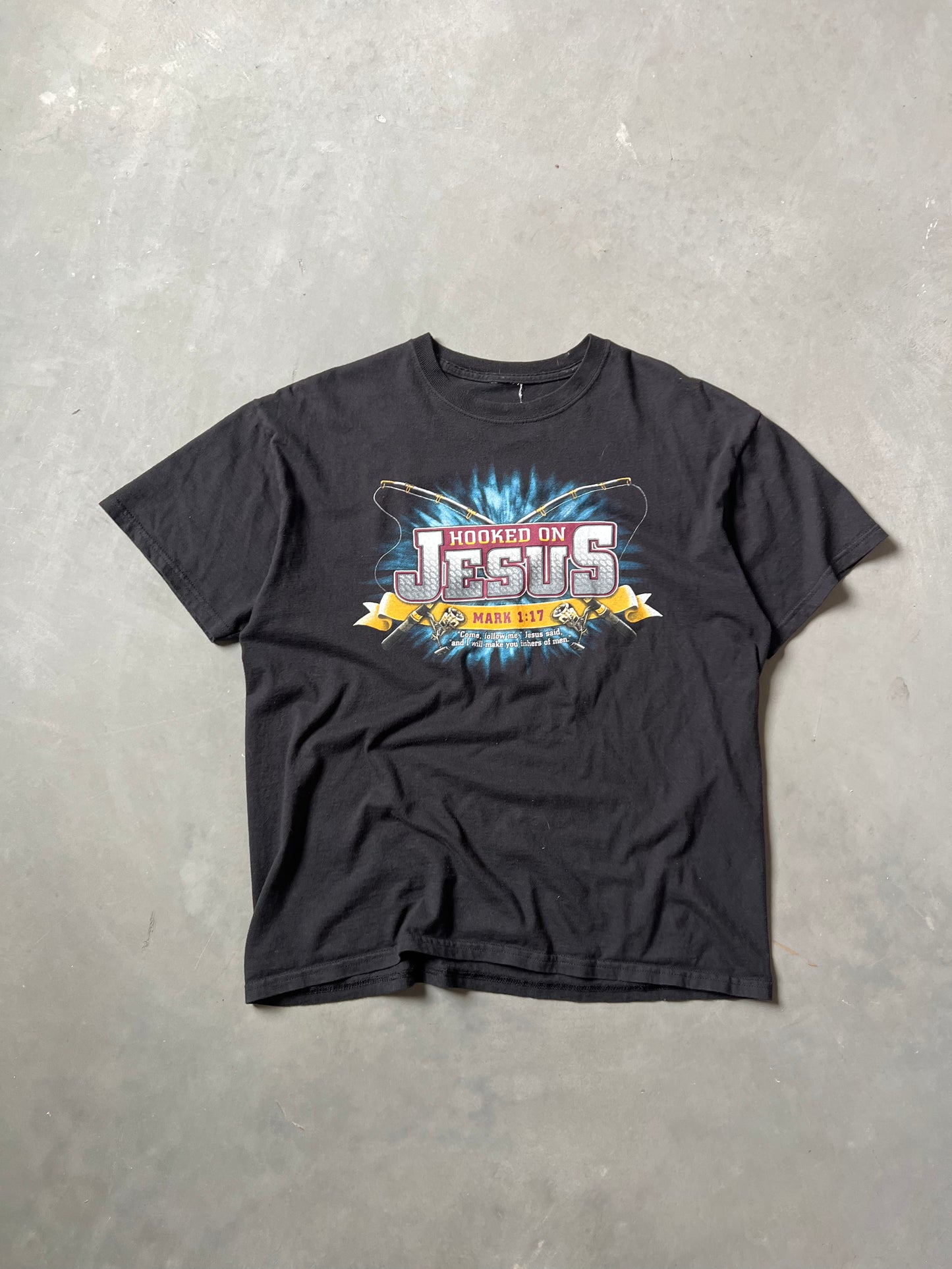 Vintage Black Jesus Spellout Shirt - L