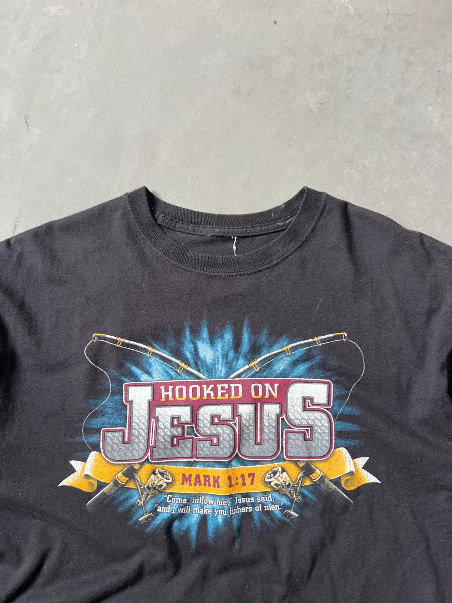 Vintage Black Jesus Spellout Shirt - L