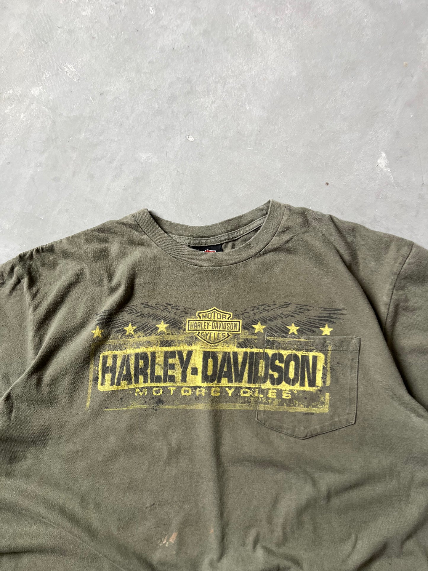 Vintage Dark Green Harley Davidson Shirt - XL