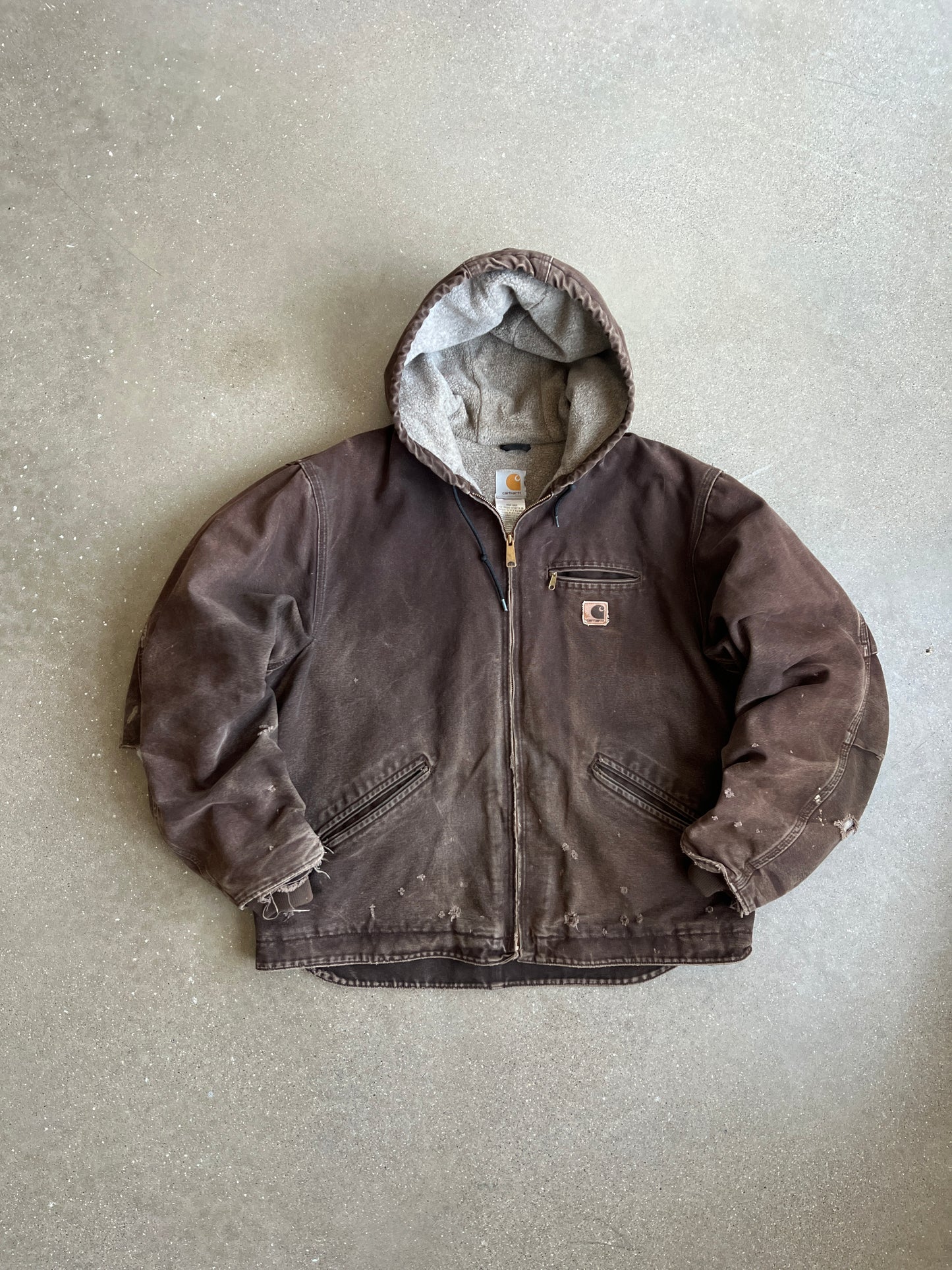 Vintage Faded Brown Sherpa Lined Carhartt Jacket - XL