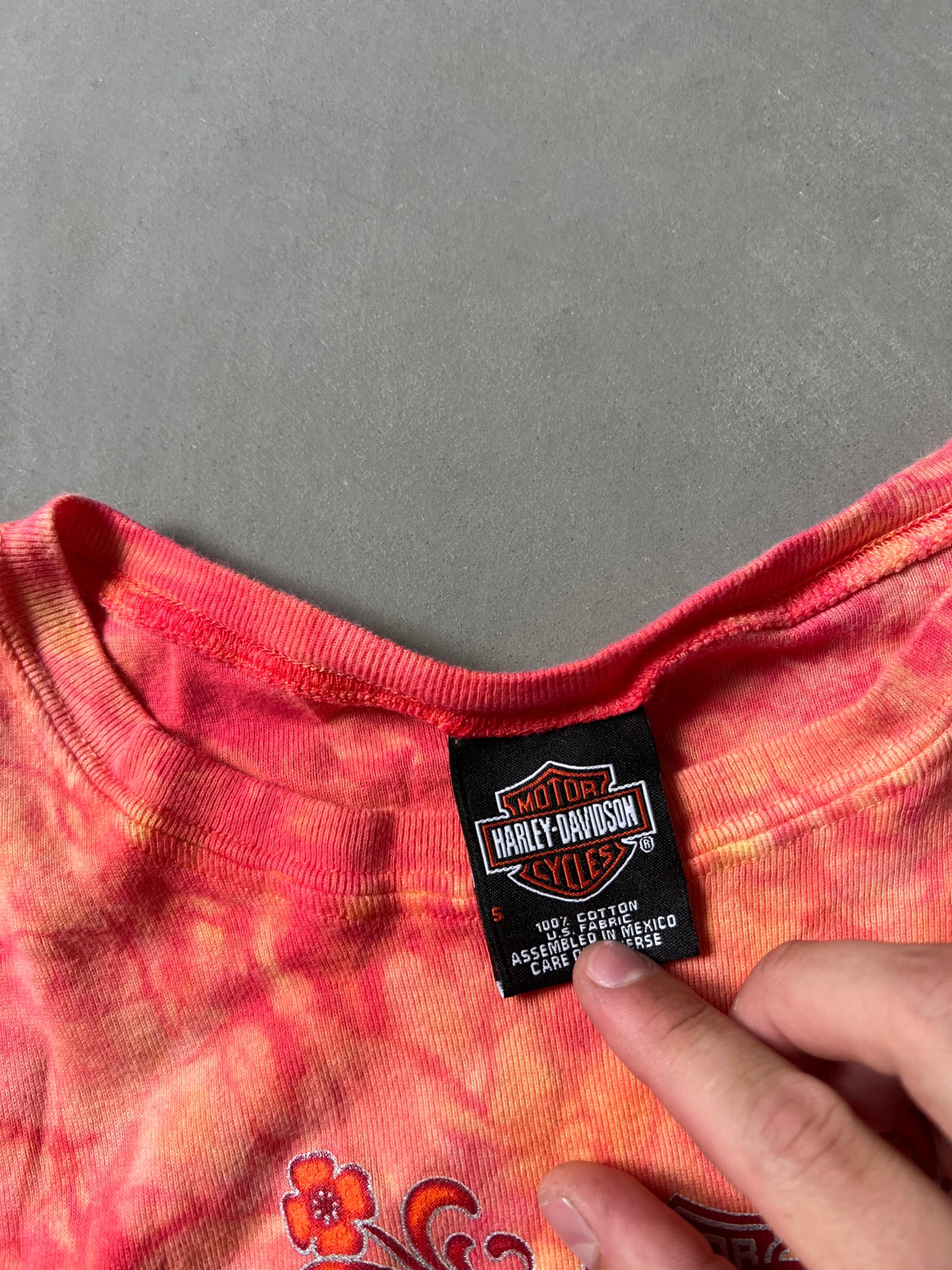 Vintage Pink Tie Die Harley Davidson Tank - S