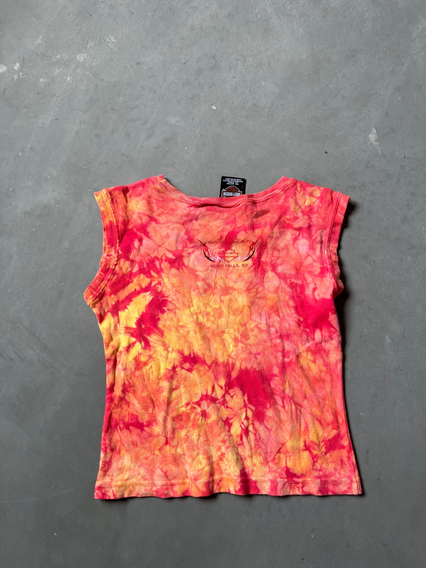 Vintage Pink Tie Die Harley Davidson Tank - S