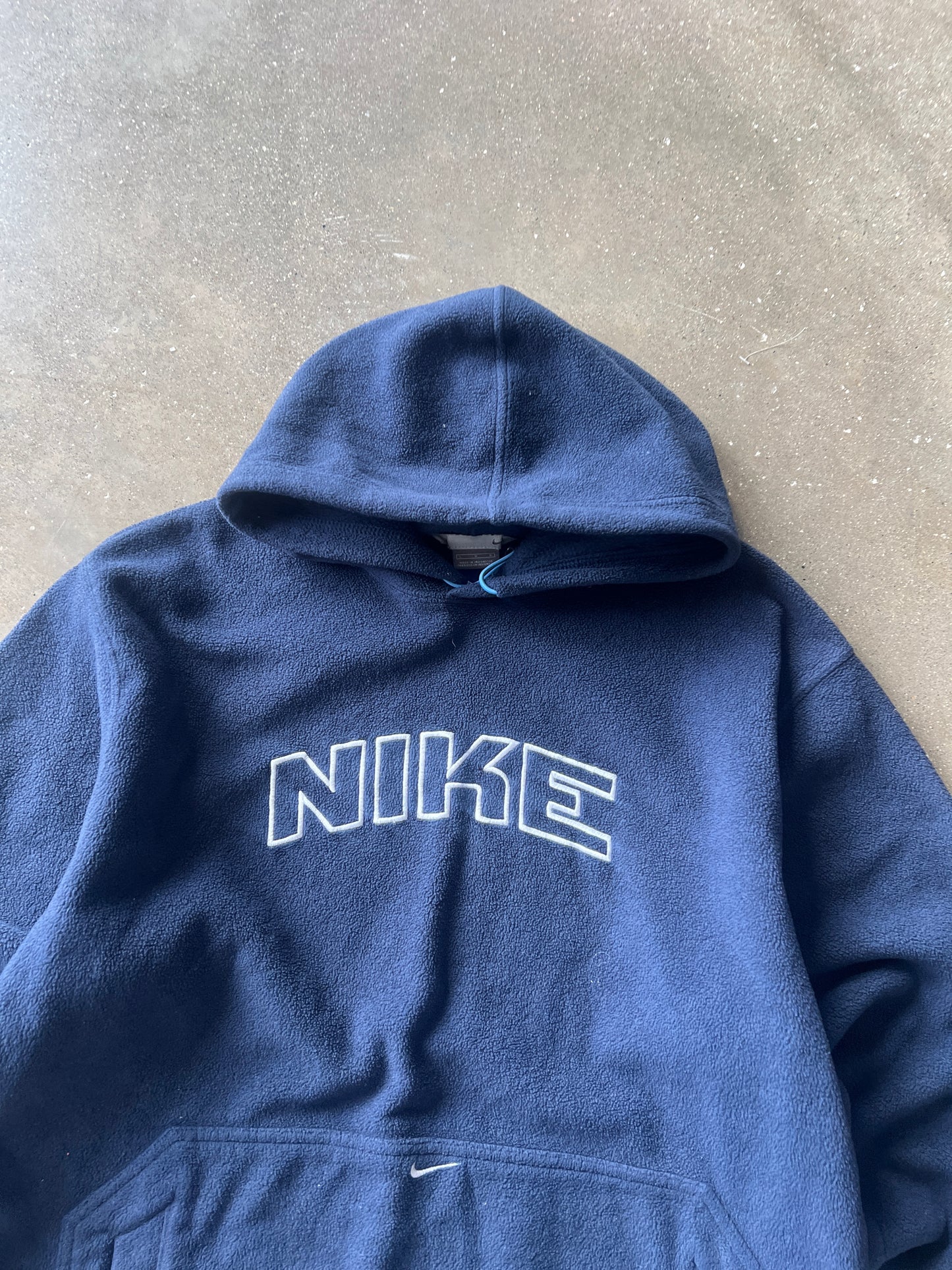 Vintage Navy Blue Nike Fleece Hoodie - L