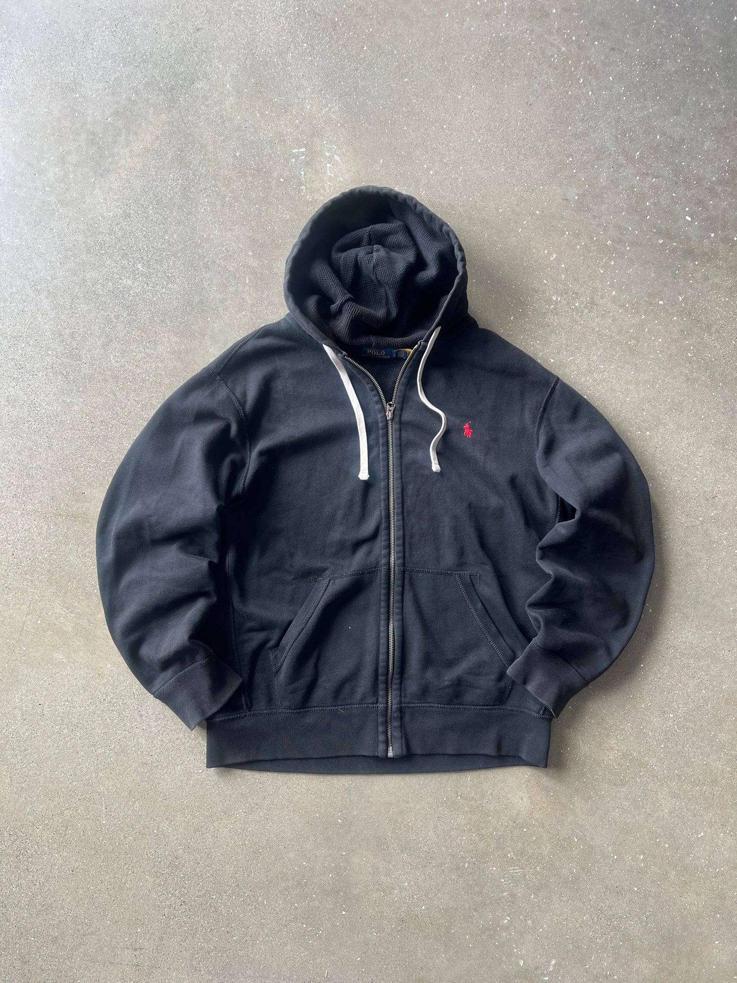 Vintage Black Polo Ralph Lauren Hoodie - L
