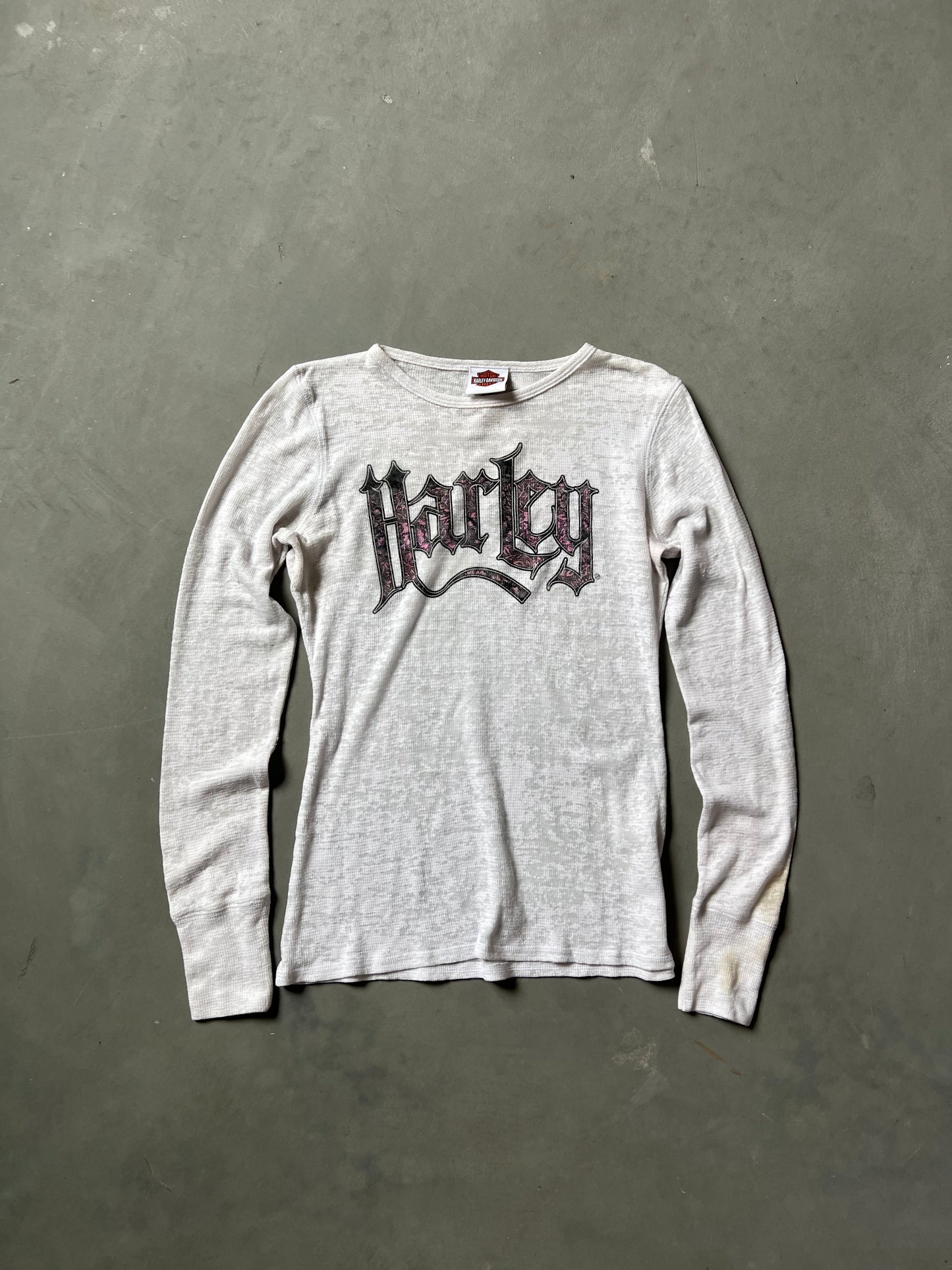Vintage White Harley Davidson Thermal Shirt - L