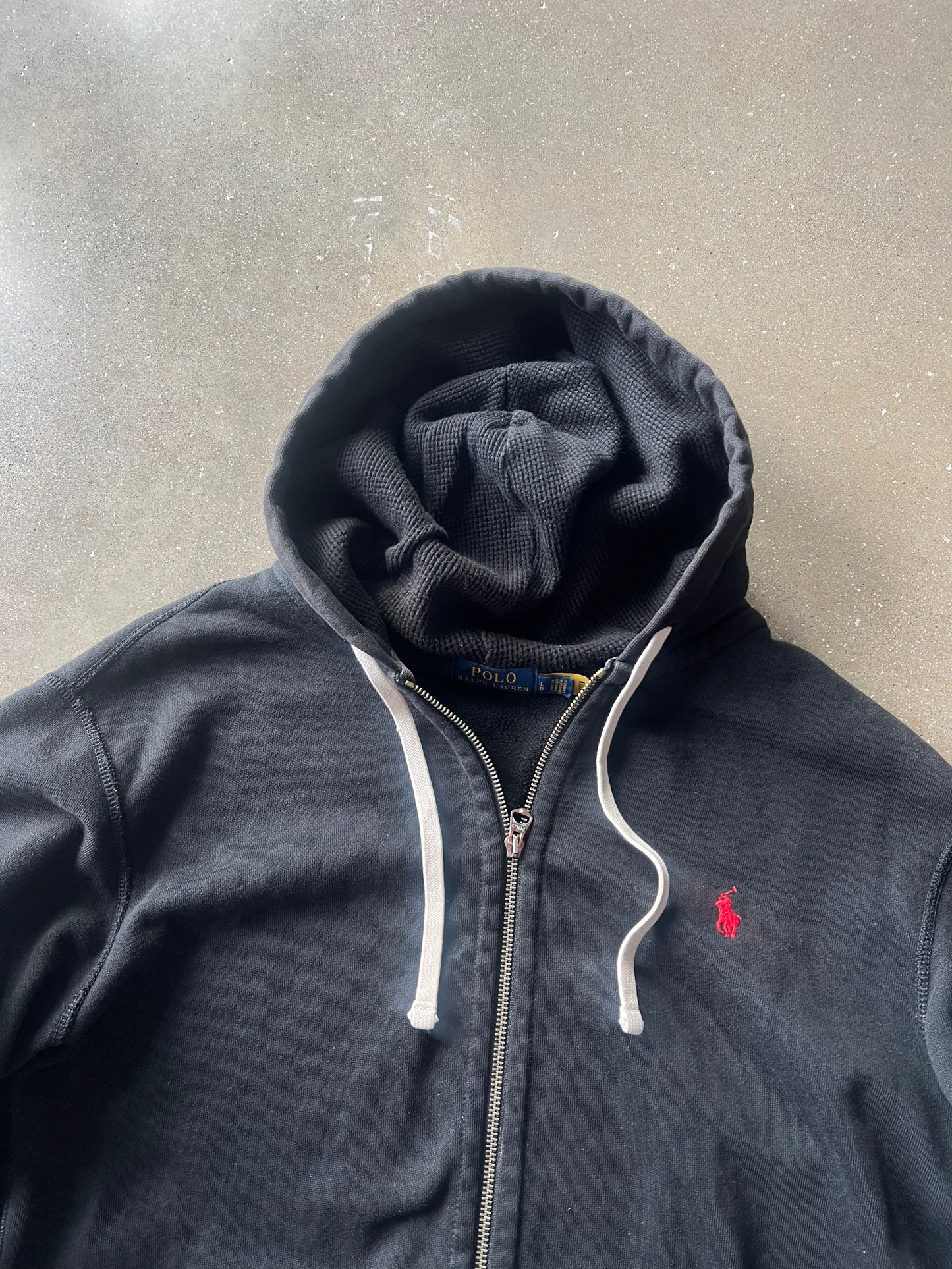 Vintage Black Polo Ralph Lauren Hoodie - L