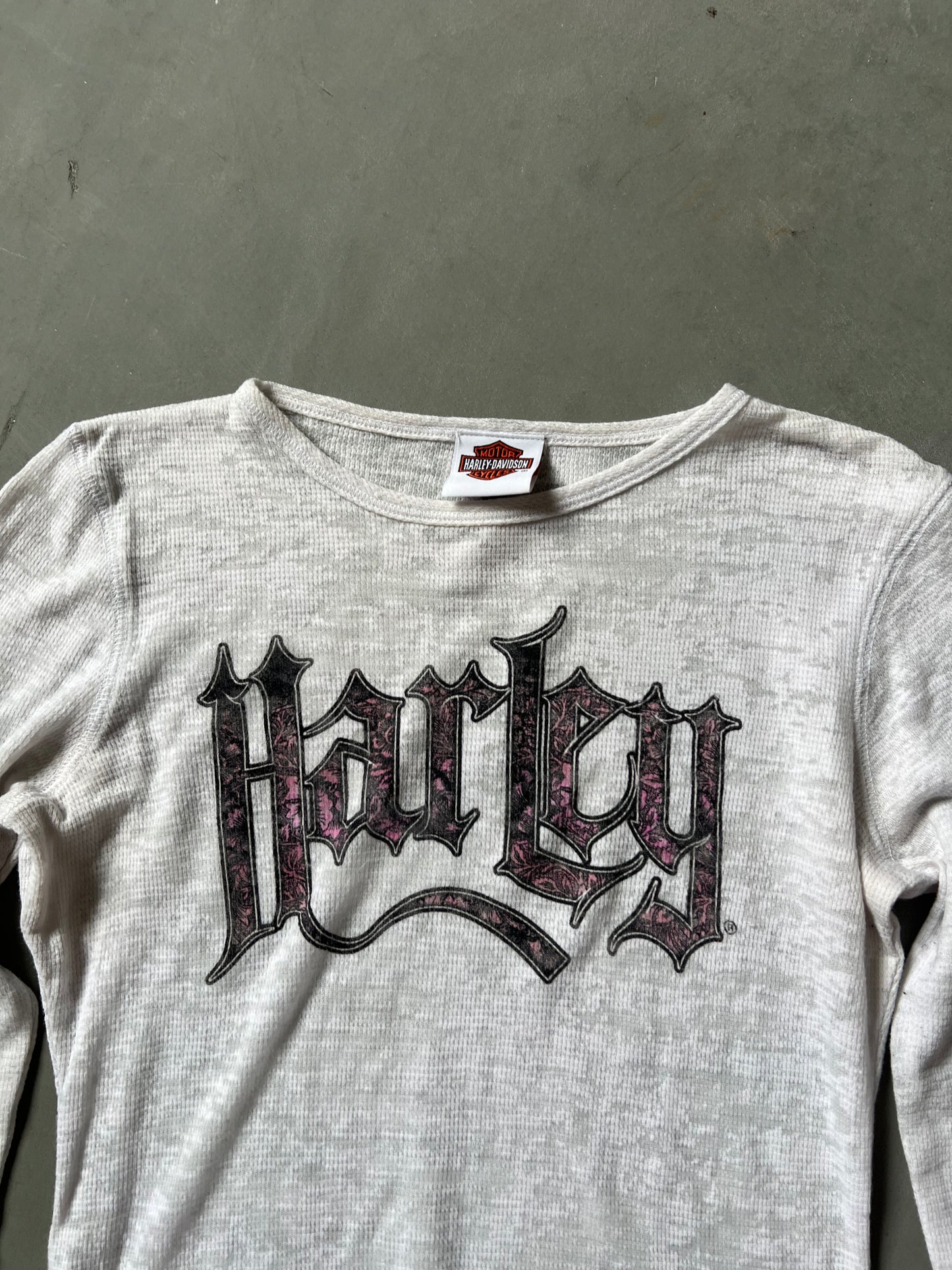 Vintage White Harley Davidson Thermal Shirt - L