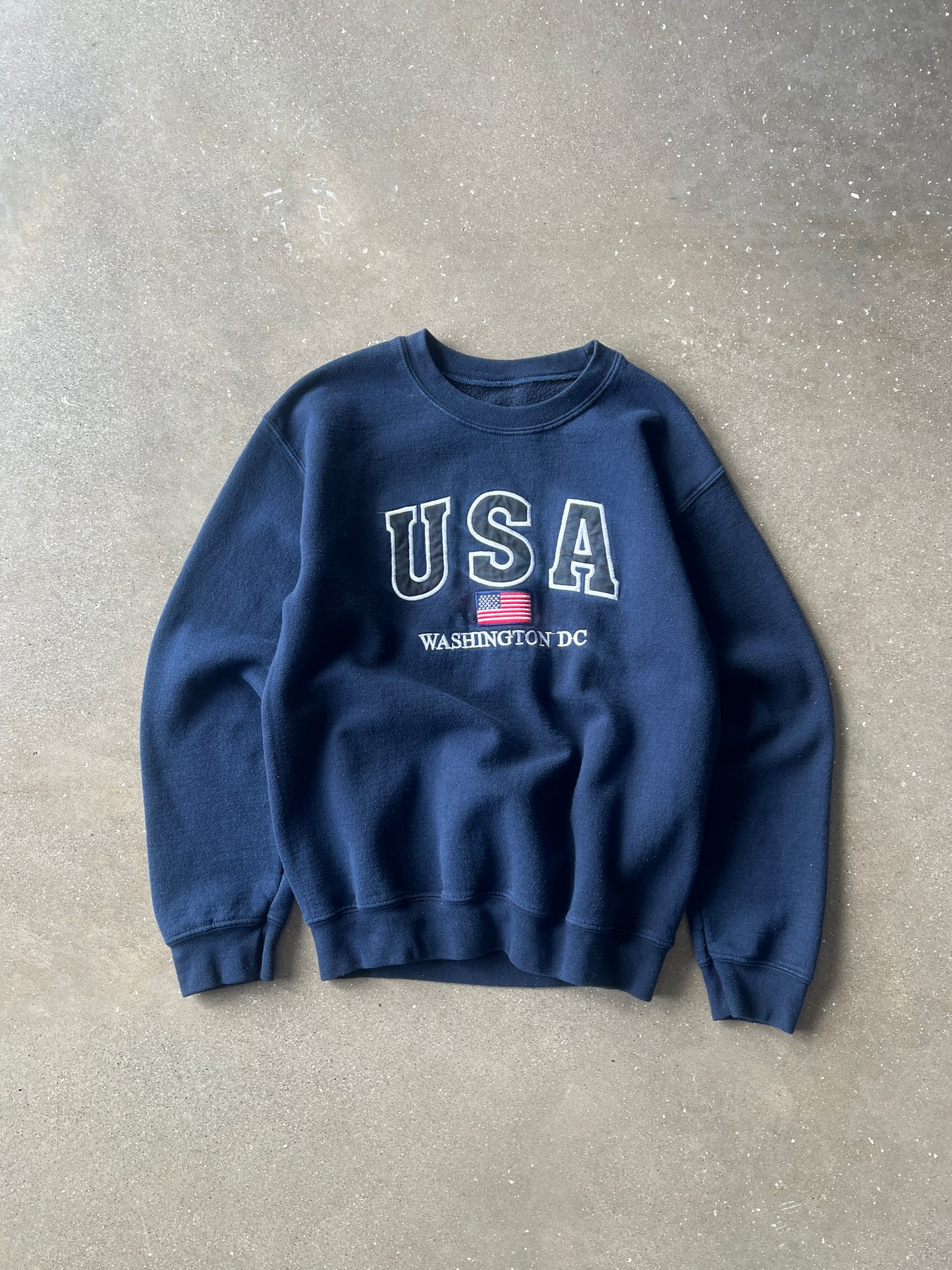 Vintage Navy Blue USA Spellout Crew - M