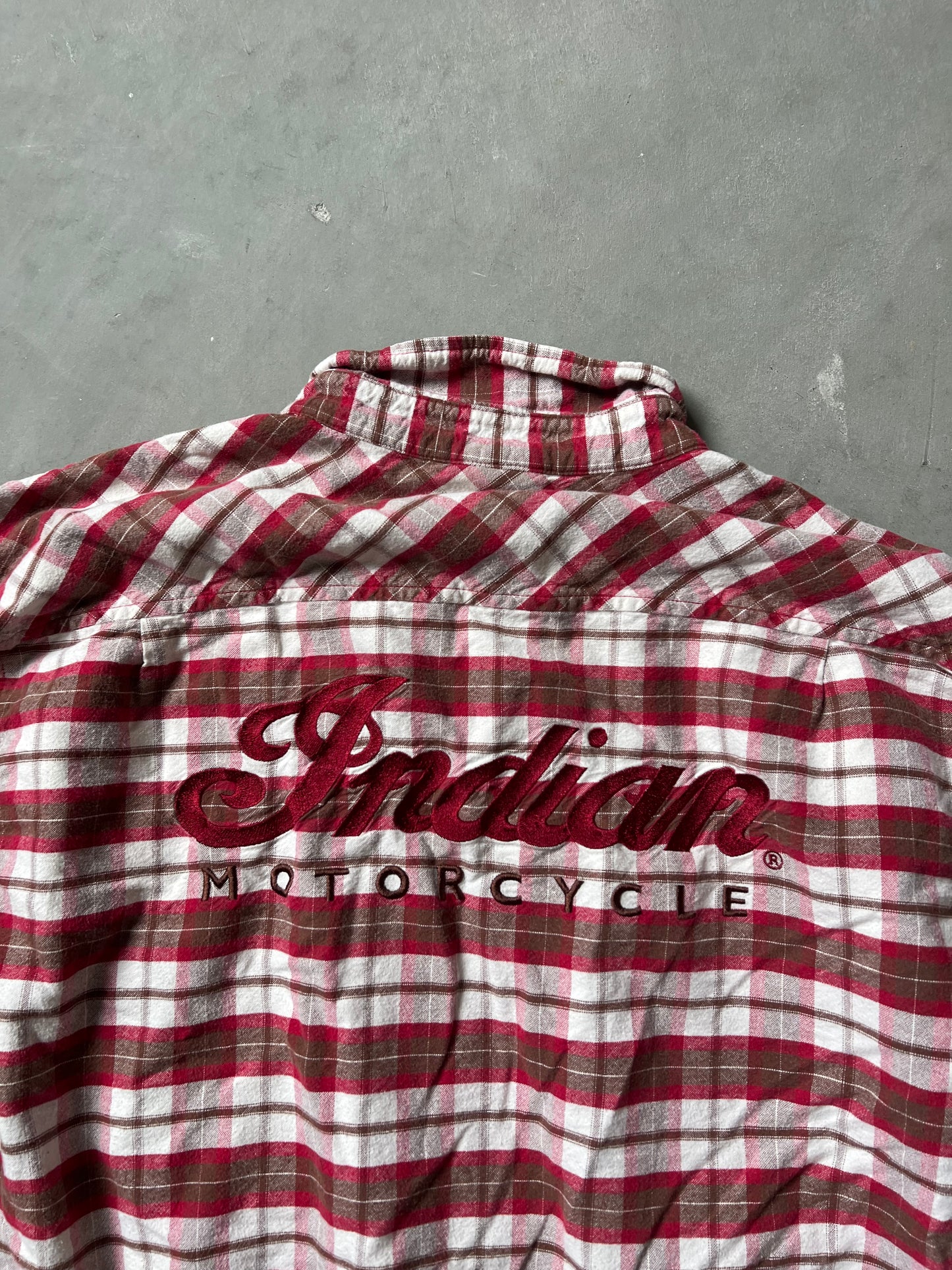 Vintage Red Indian Motorcycled Flannel Shirt - XL