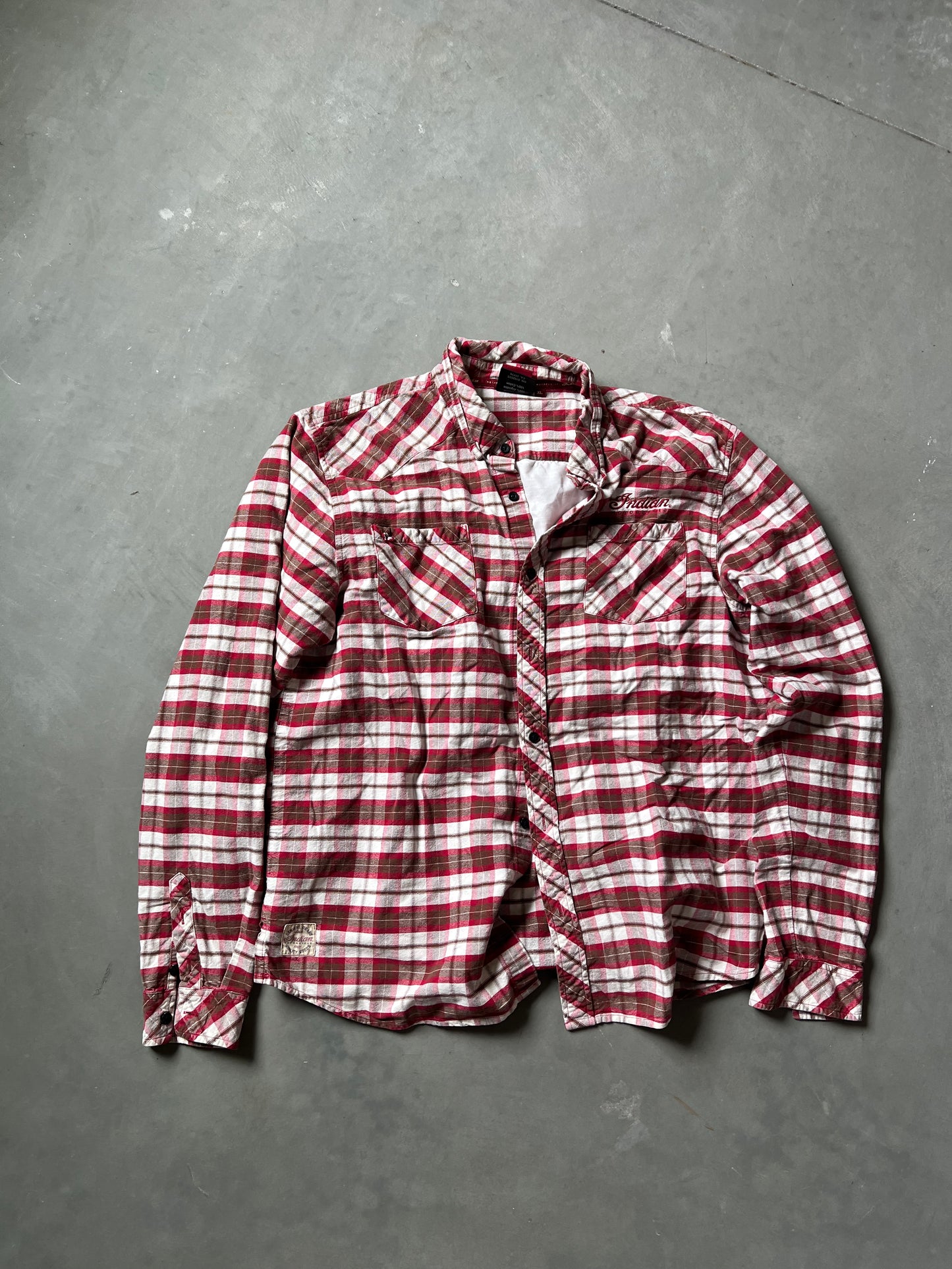 Vintage Red Indian Motorcycled Flannel Shirt - XL