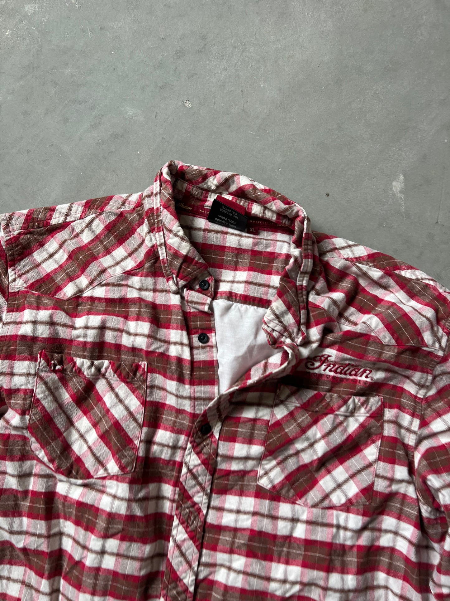 Vintage Red Indian Motorcycled Flannel Shirt - XL