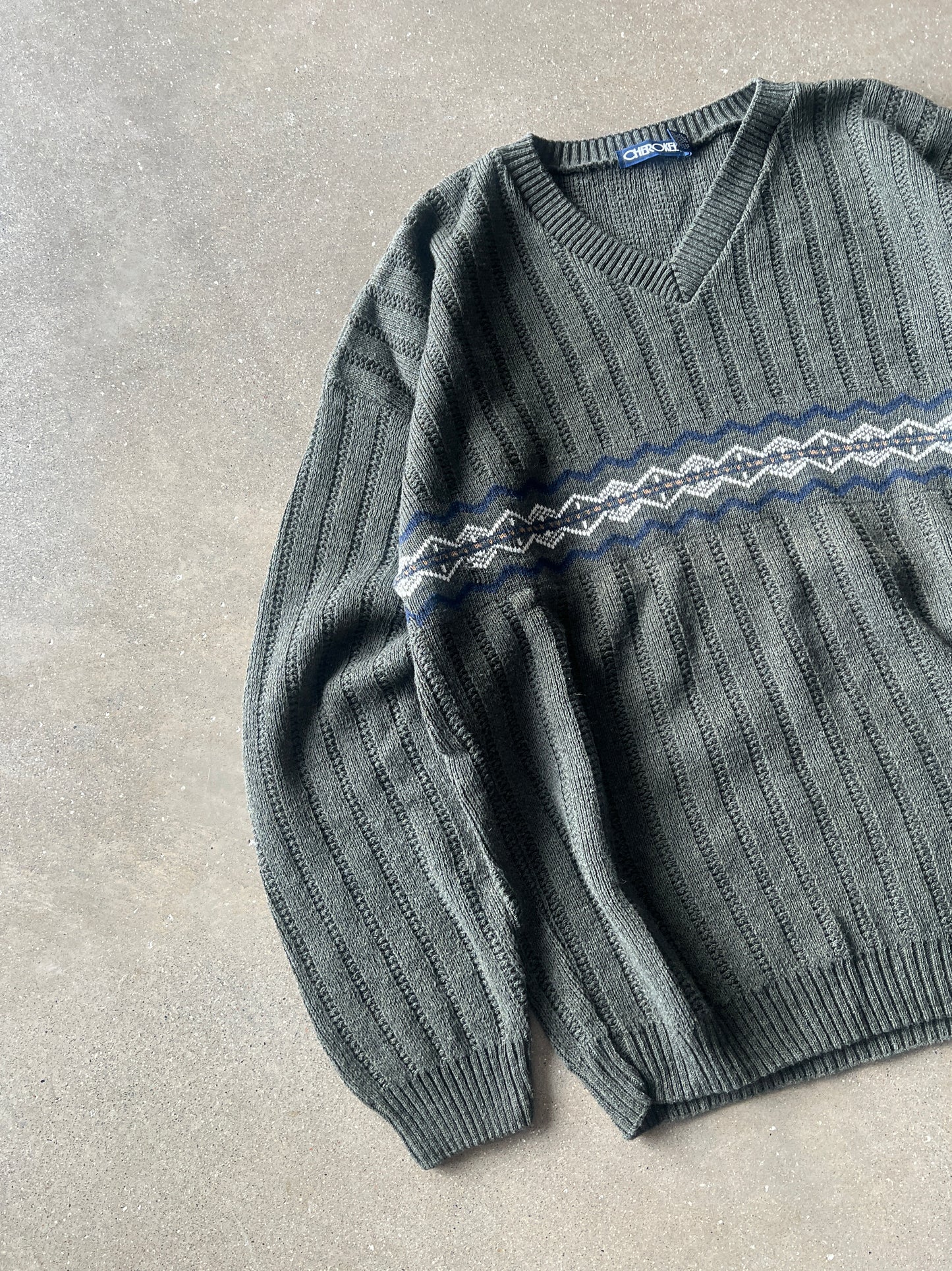 Vintage Green Cherokee Stripped Sweater - XXL