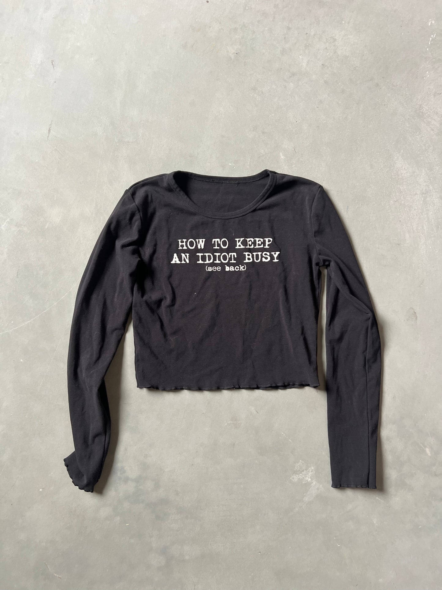 Vintage Black Funny Quote Longsleeve Shirt - L