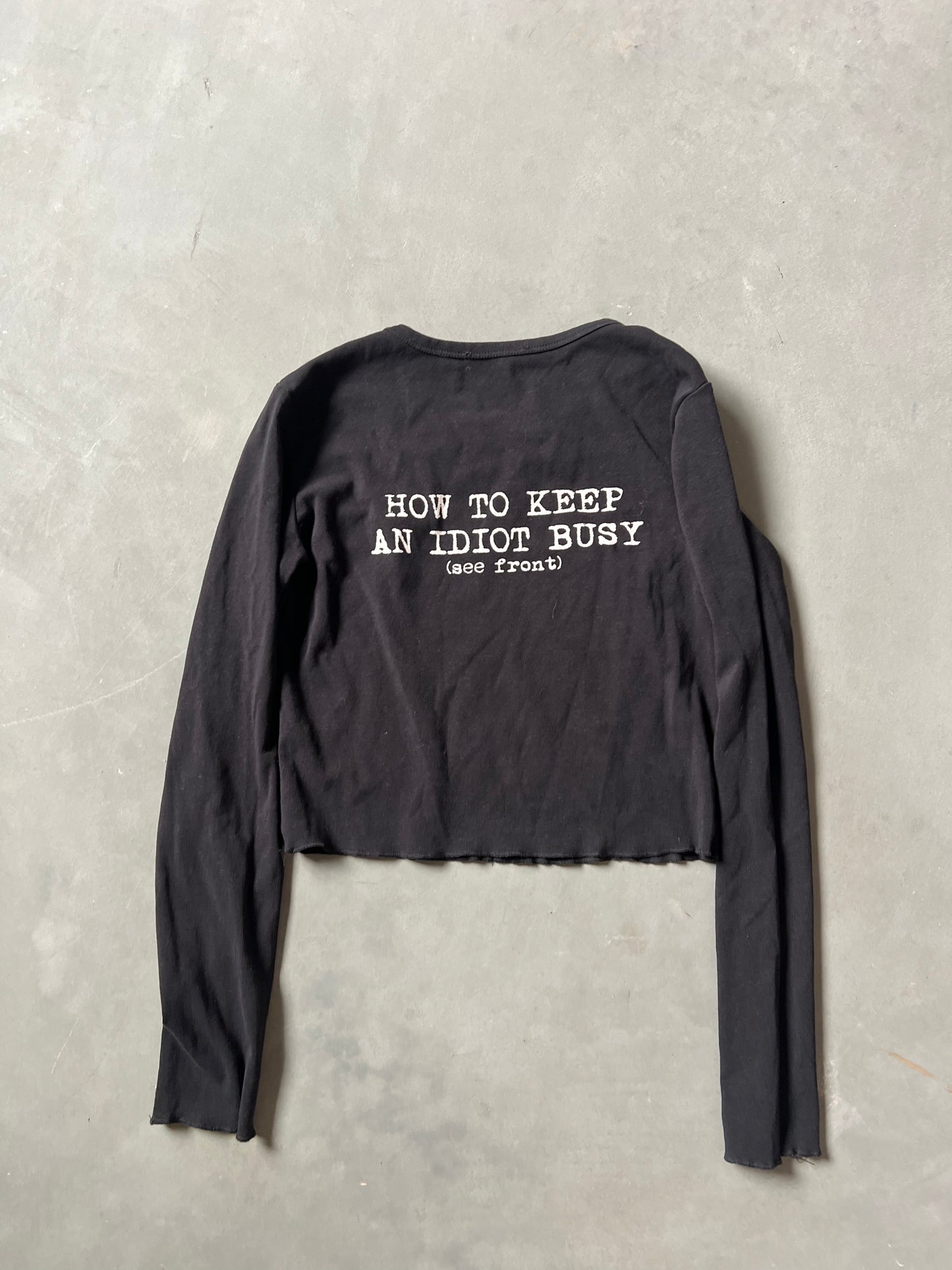 Vintage Black Funny Quote Longsleeve Shirt - L