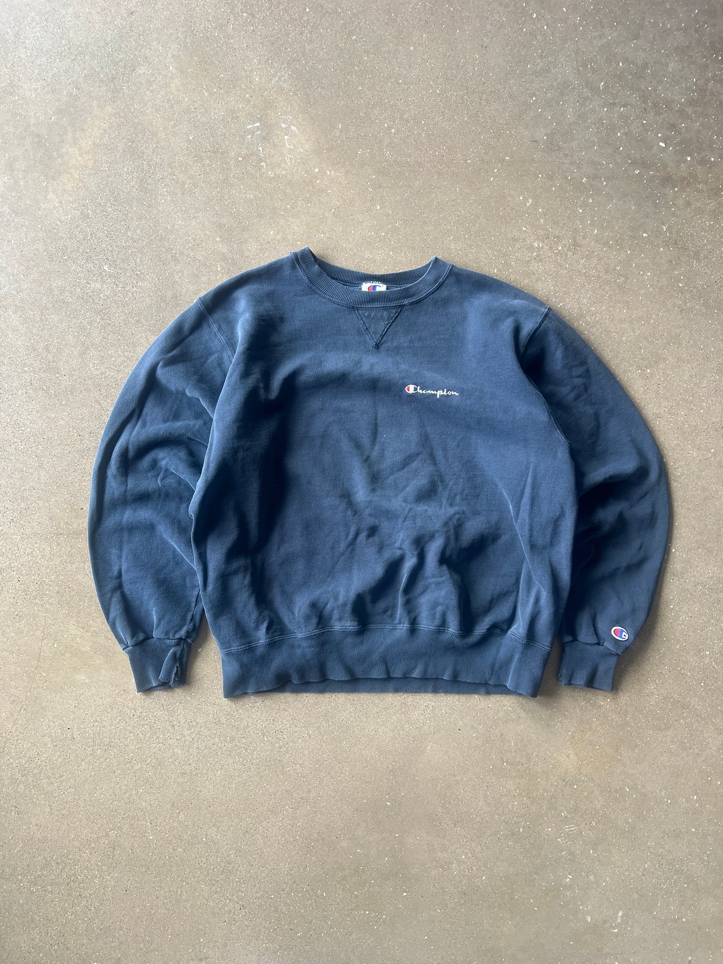 Vintage Navy Blue Distressed Champion Crew - XL