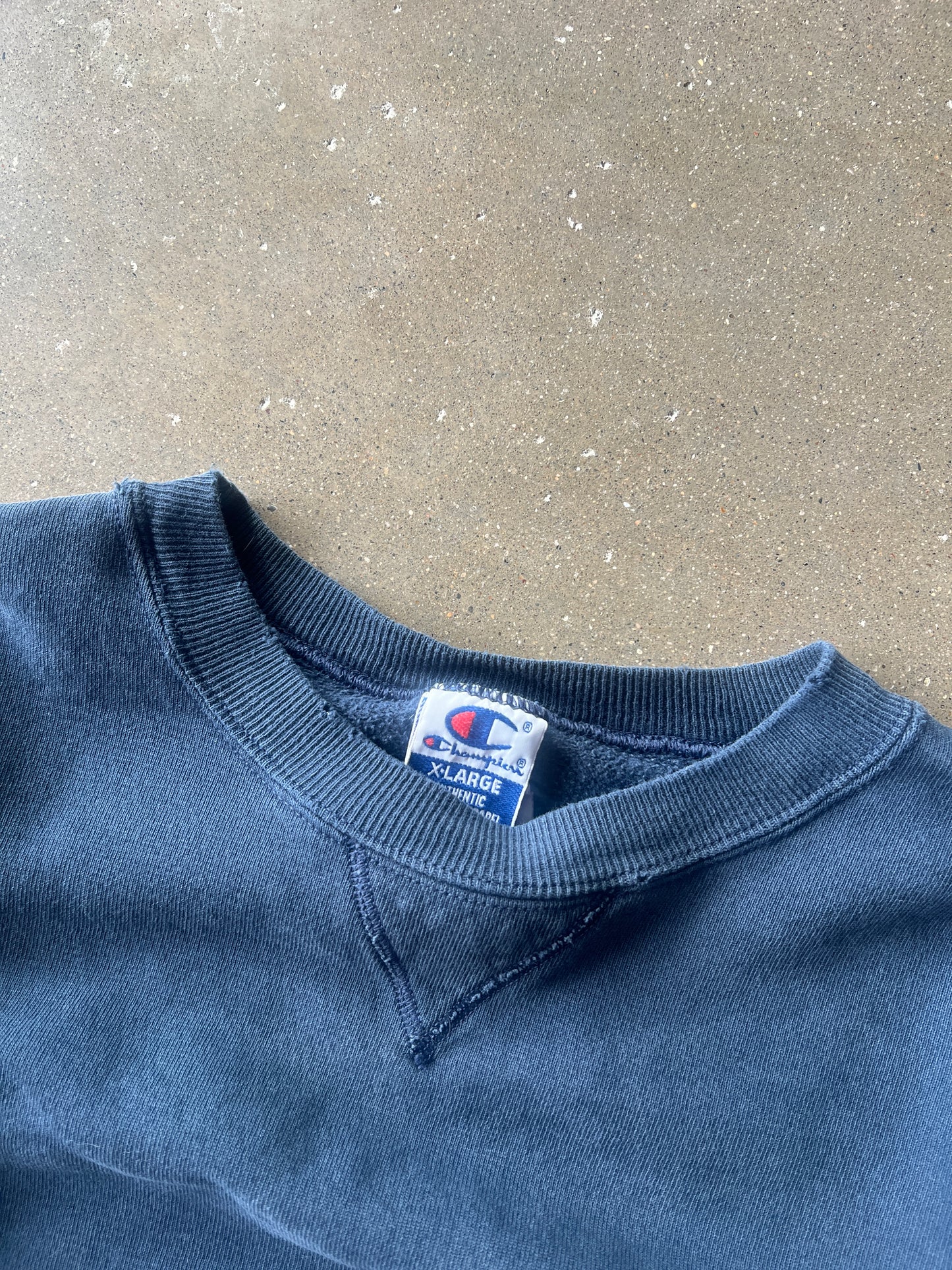 Vintage Navy Blue Distressed Champion Crew - XL