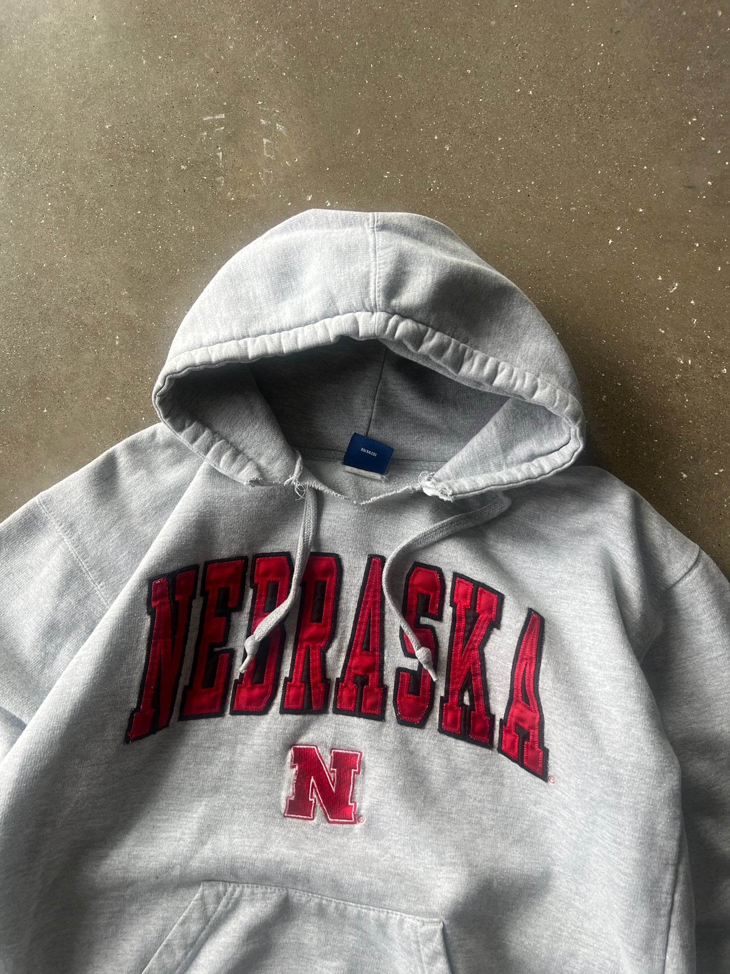 Vintage Grey Nebraska Huskers Hoodie - M
