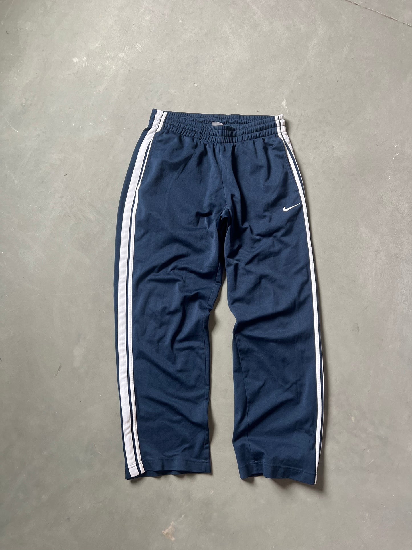 Vintage Navy Blue Nike Stripped Track Pants - L