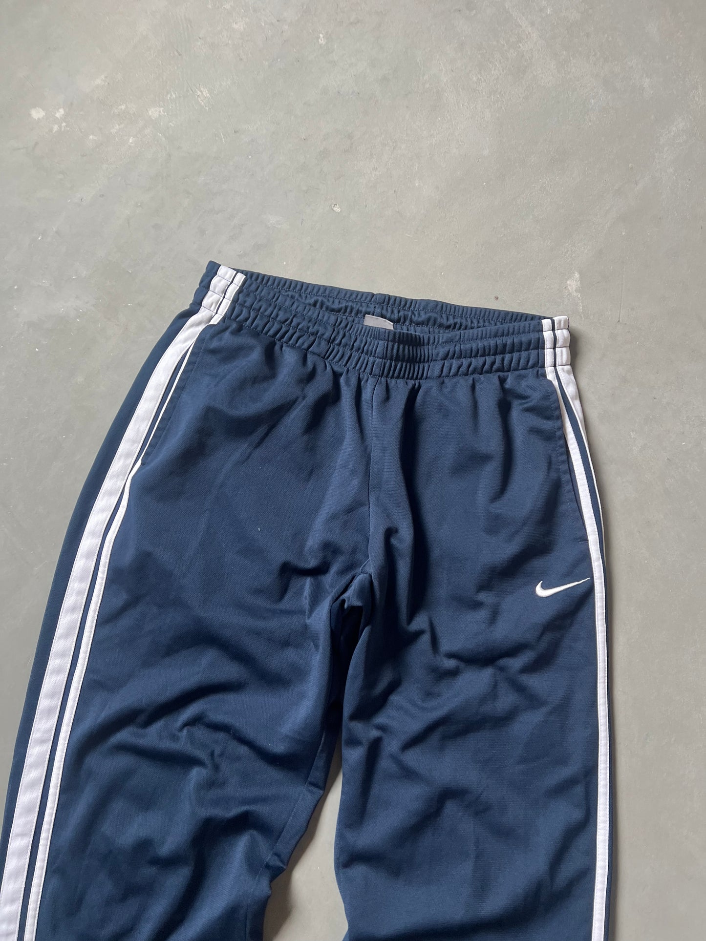 Vintage Navy Blue Nike Stripped Track Pants - L