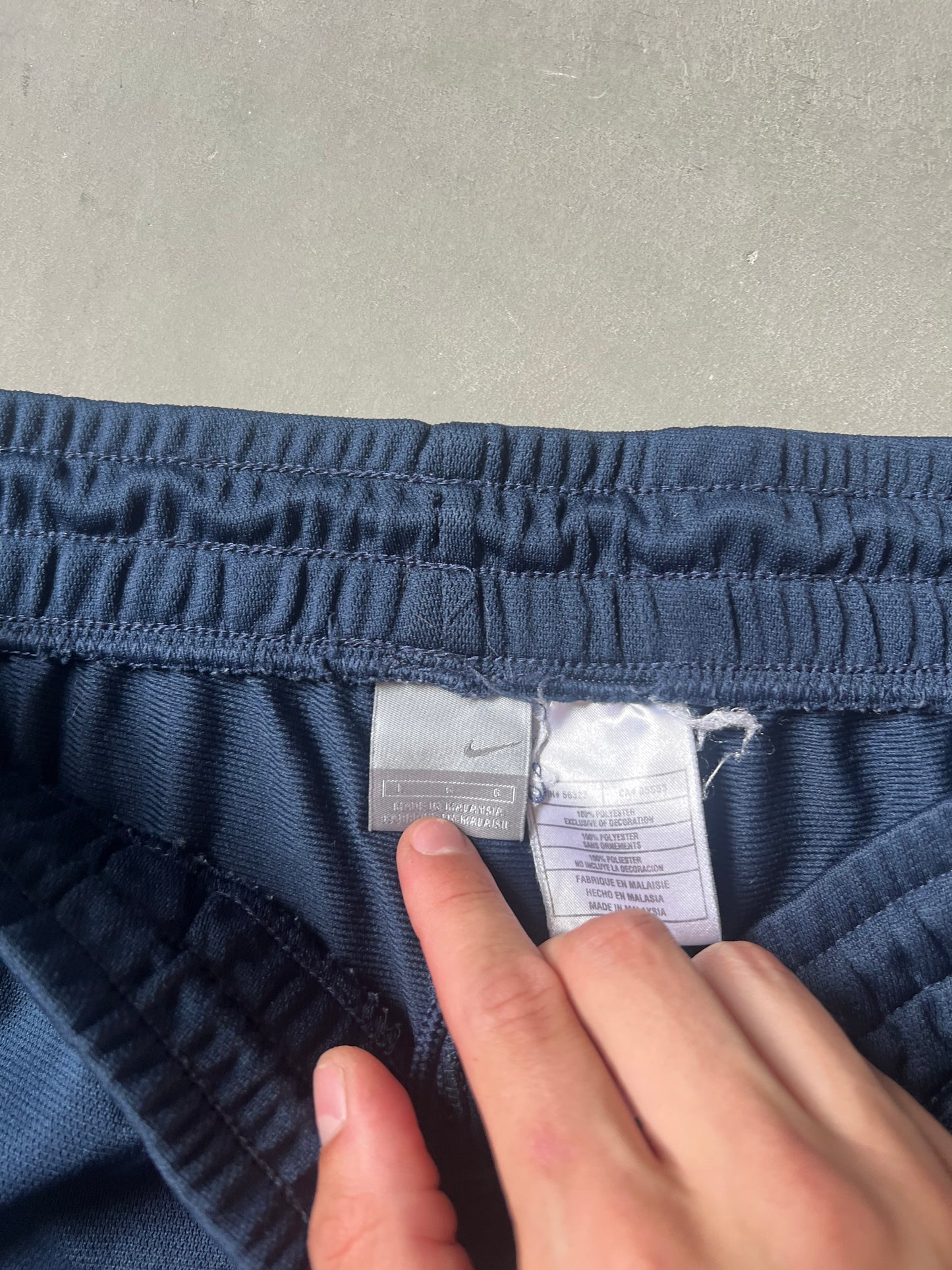Vintage Navy Blue Nike Stripped Track Pants - L