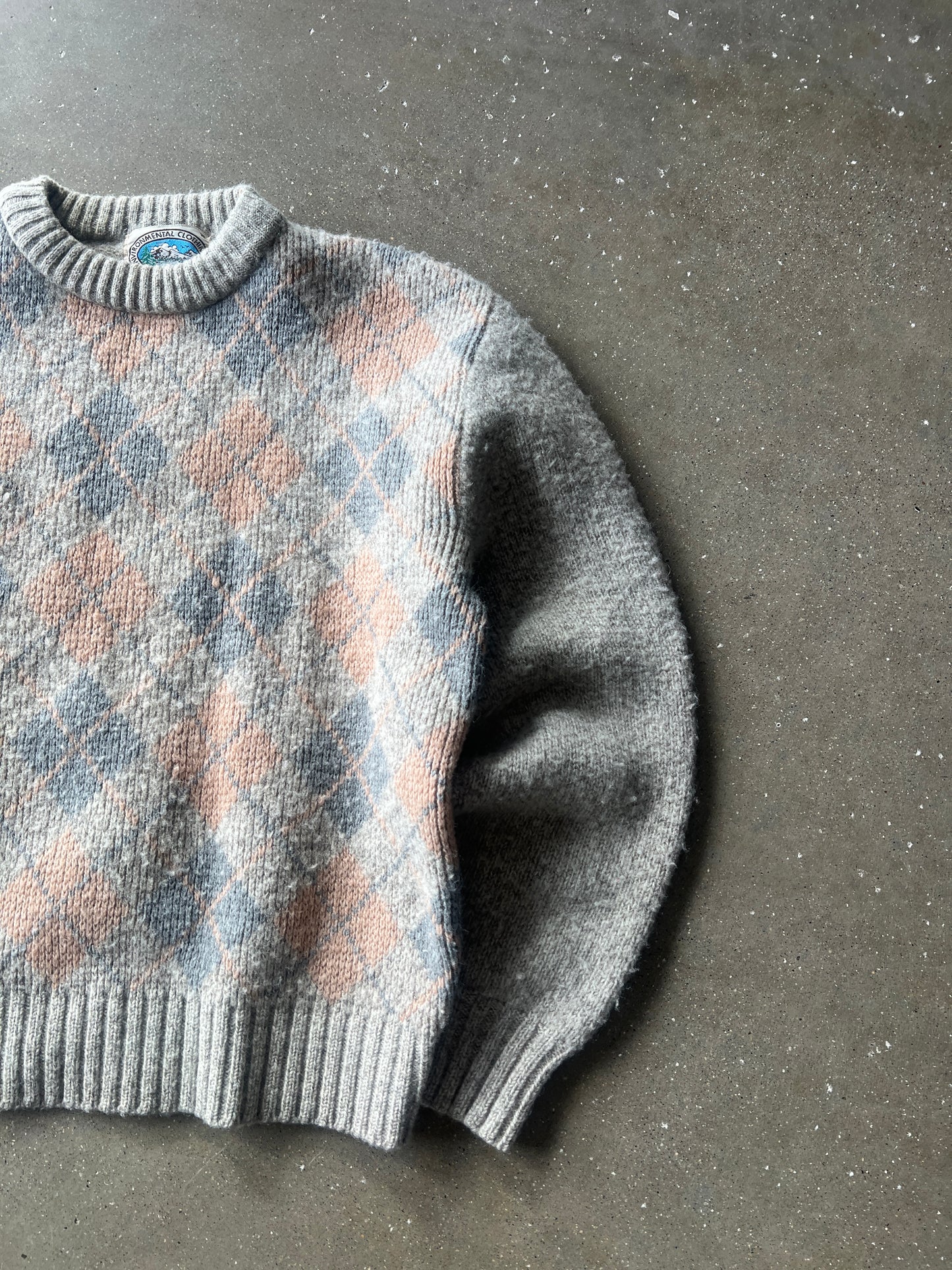 Vintage Pink Cream Knit Wool Sweater - S