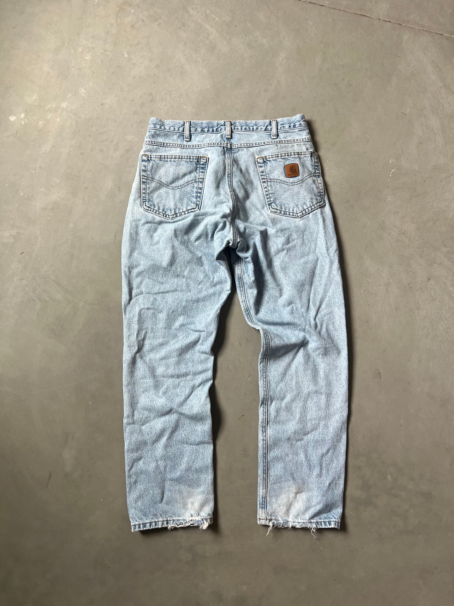 Vintage Faded Denim Blue Carhartt Pants - 34
