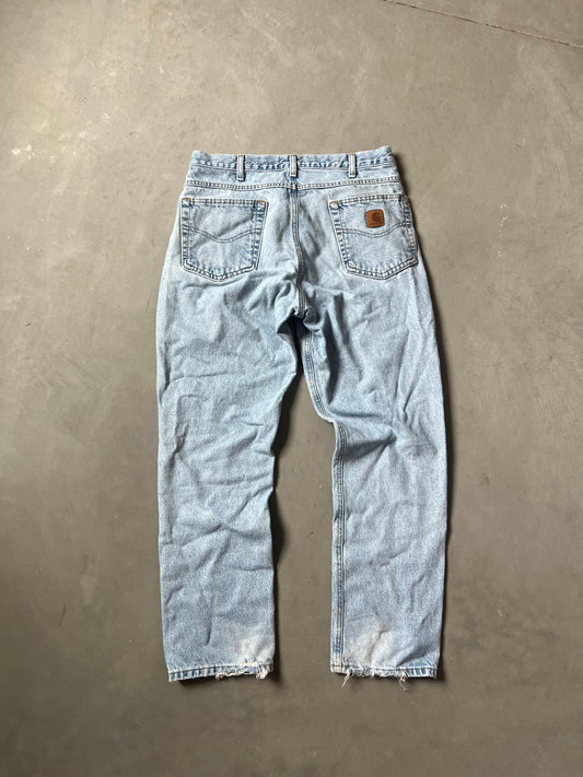 Vintage Faded Denim Blue Carhartt Pants - 34