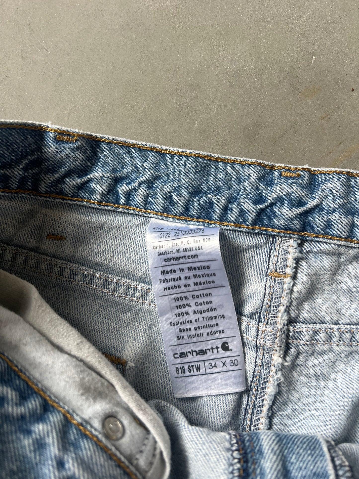 Vintage Faded Denim Blue Carhartt Pants - 34