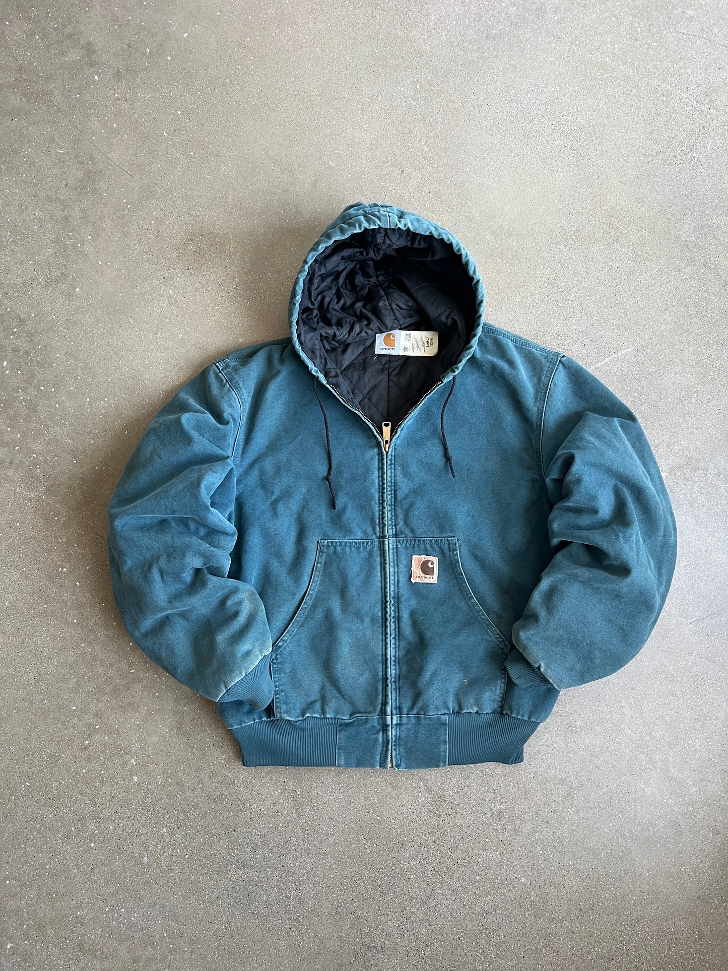 Vintage Teal Blue Carhartt Hooded Jacket - L