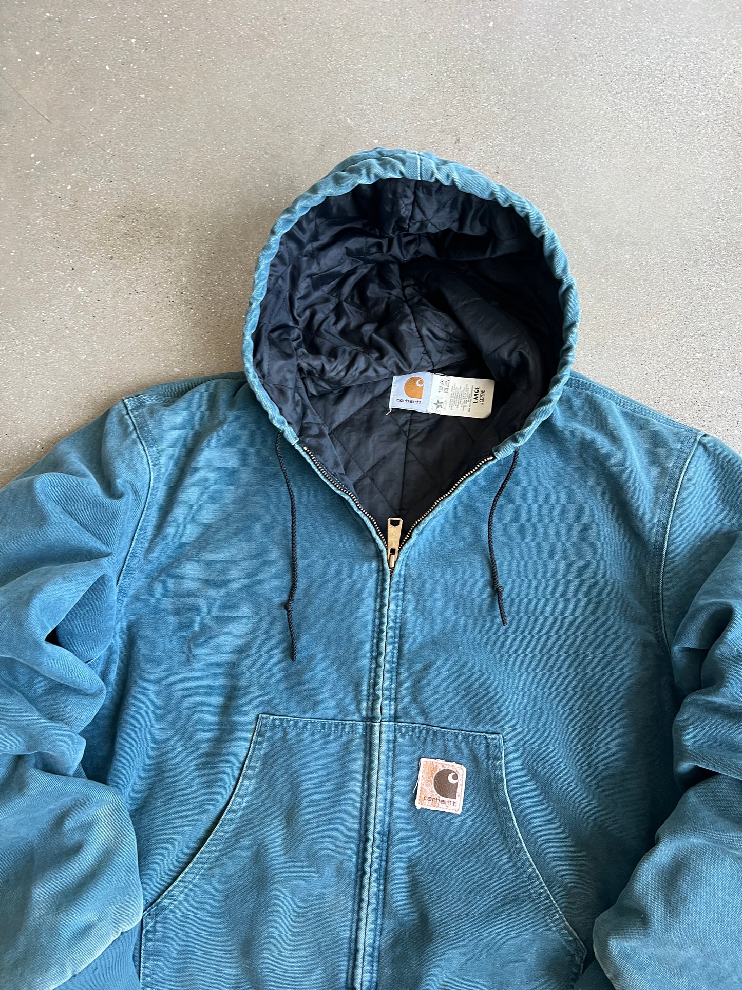 Vintage Teal Blue Carhartt Hooded Jacket - L