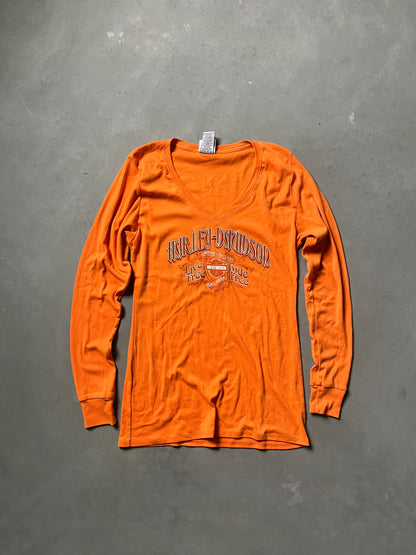 Vintage Orange Harley Davidson Longsleeve - XL