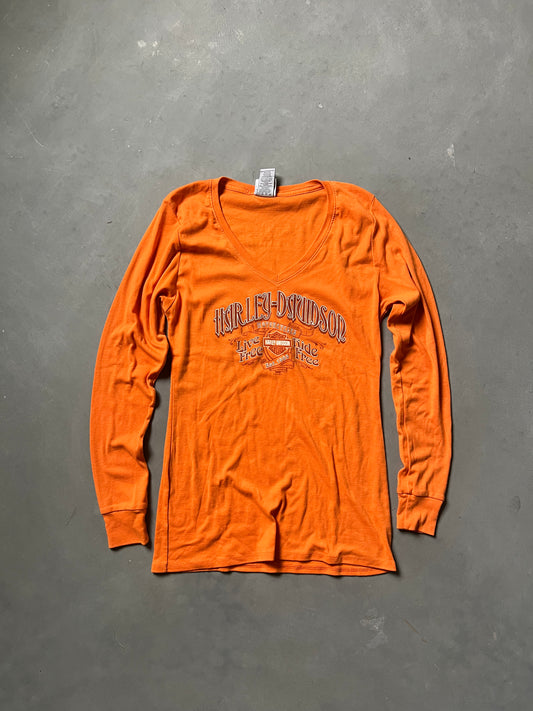 Vintage Orange Harley Davidson Longsleeve - XL