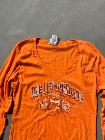 Vintage Orange Harley Davidson Longsleeve - XL
